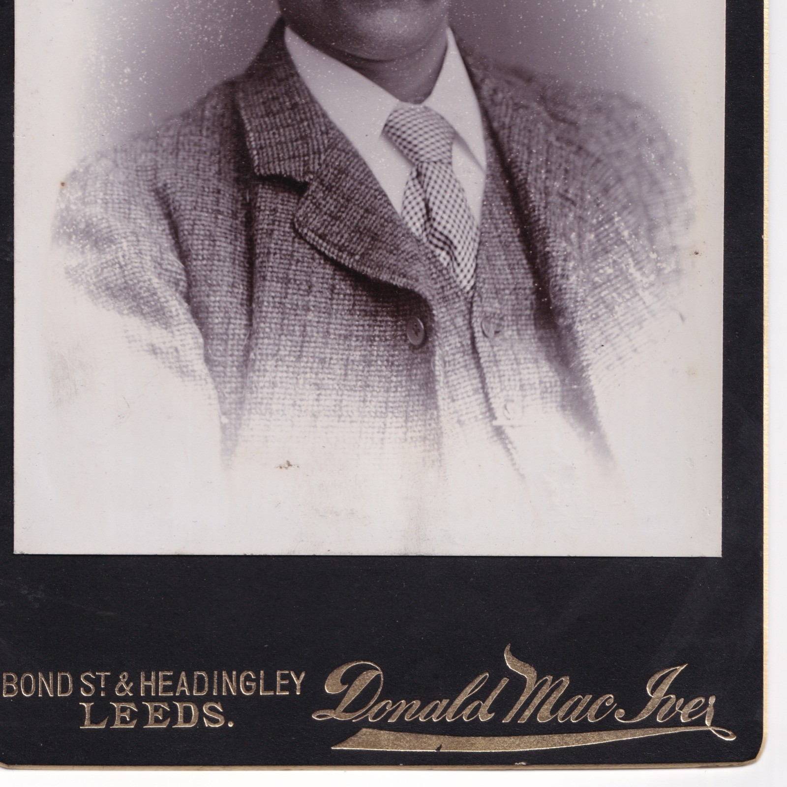 Cabinet Card: Cabinet Card: Donald MacIver, Leeds Card. Man in Tweed Style Suit.: catalogue image 5