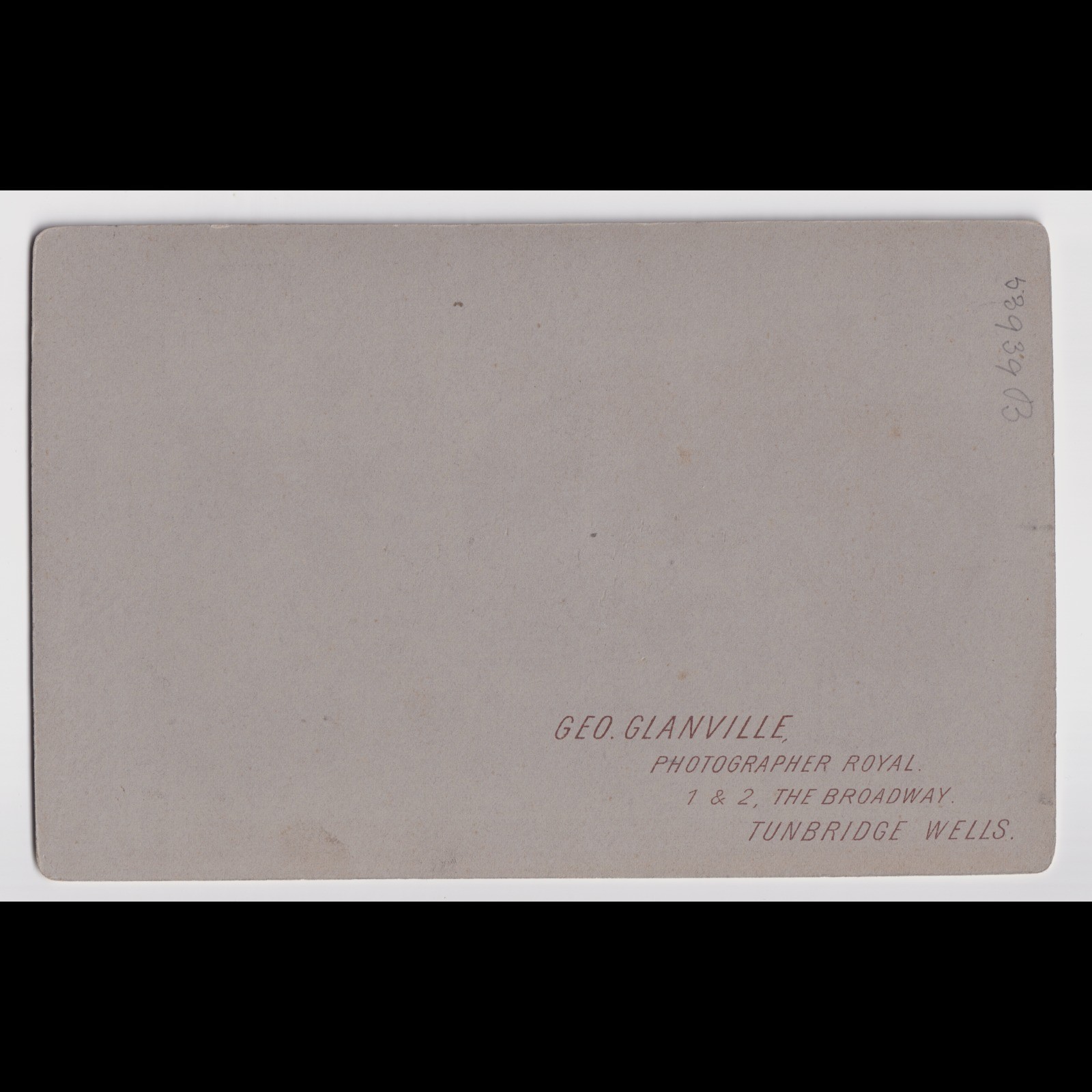 Cabinet Card: Cabinet Card: Geo Glanville, Tunbridge Wells. Older Gentleman.: catalogue image 3