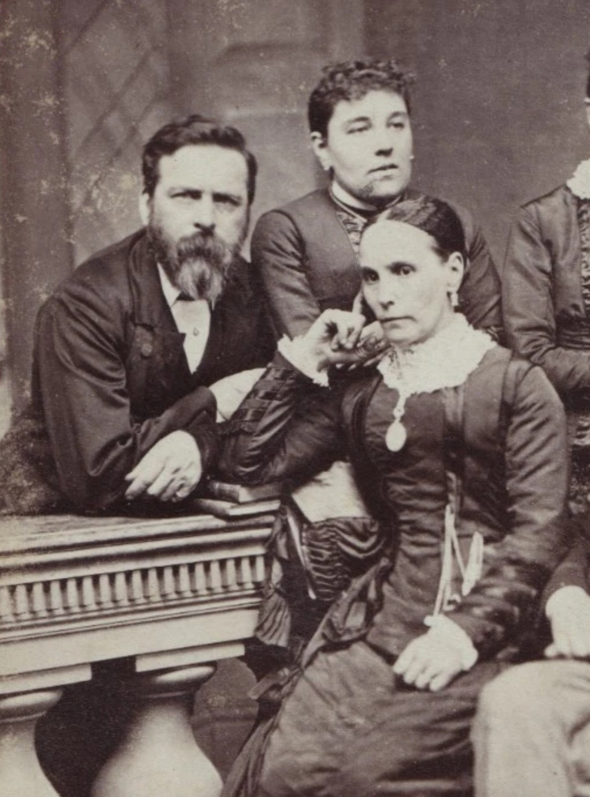 Cabinet Card: Cabinet Card: J . Wakeham, Devon. Family or Group of Friends. Men, Women, Dog.: catalogue image 3