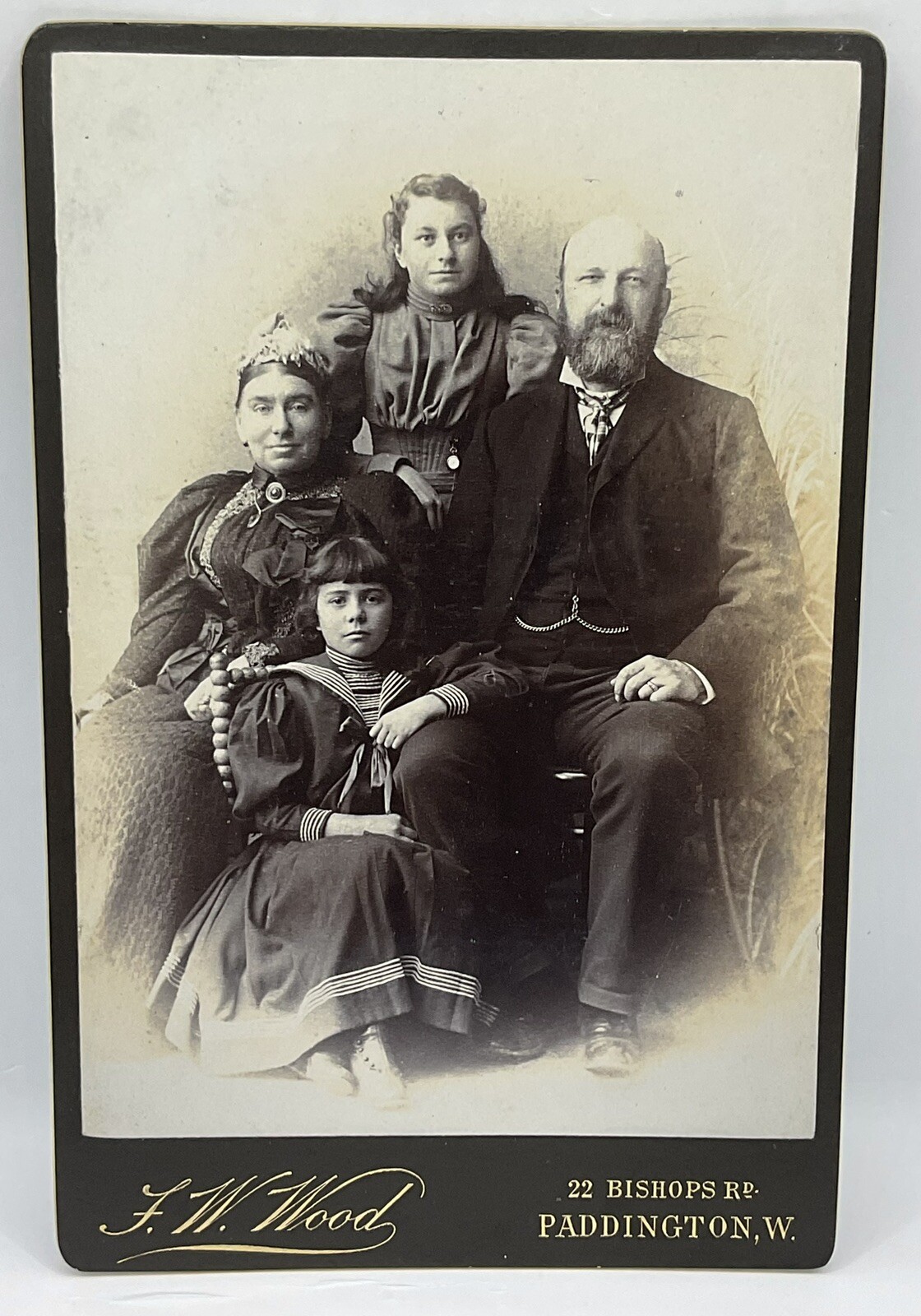 Cabinet Card: Cabinet Card: Man, Woman, and Children, Family Portrait. F W Wood, Paddington: catalogue image 8