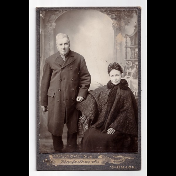 Cabinet Card: Cabinet Card: Omagh, Macfarlane & Co Card, Older Man and Woman.: catalogue image 1