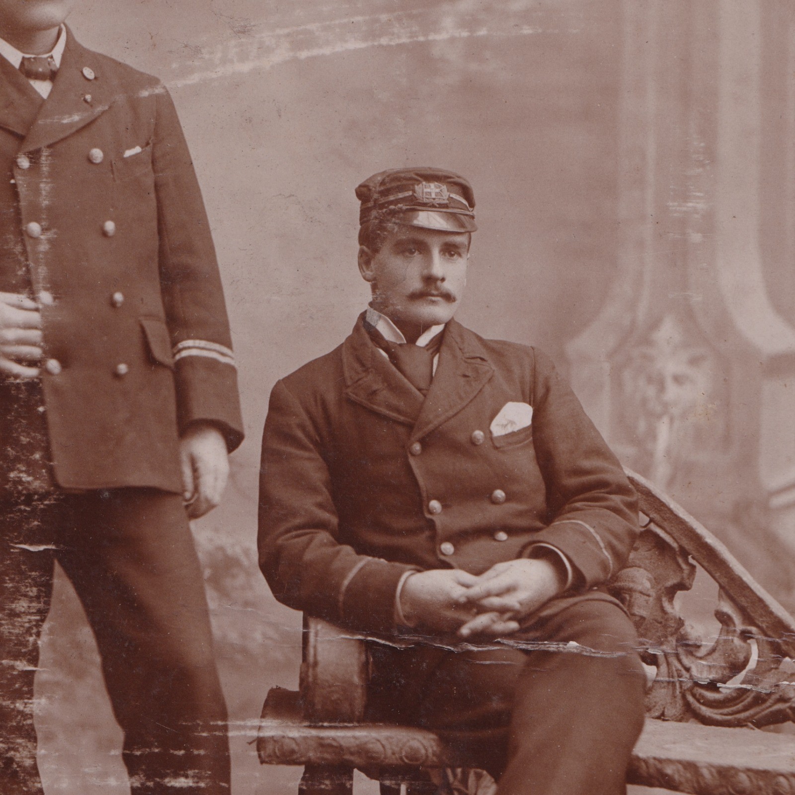 Cabinet Card: Cabinet Card W. Ferrier, Dundee. Men in Uniform. Unidentified. Possibly Shipping: catalogue image 5