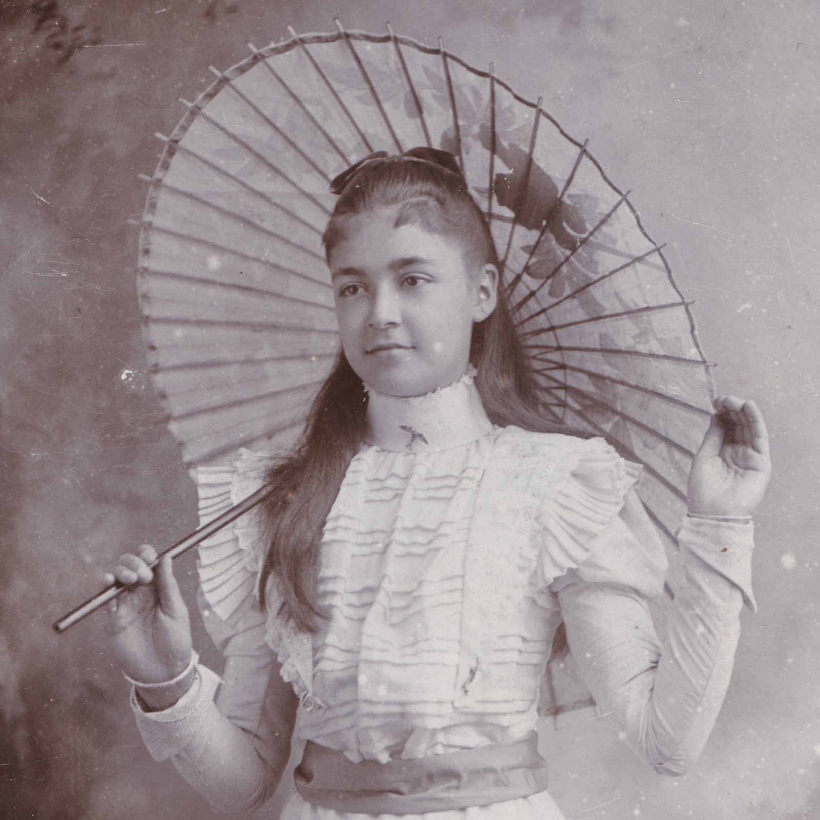 Cabinet Card: Cabinet Card: Young Female, Long Hair, Holding a Parasol. G.T Jones & Co Card.: catalogue image 6