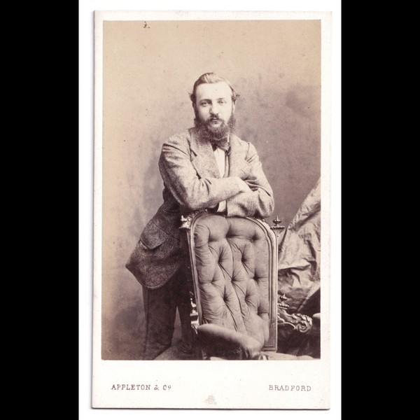 CDV: CDV: Appleton & Co Card, Bradford. Man Leaning On Chair.: catalogue image 1