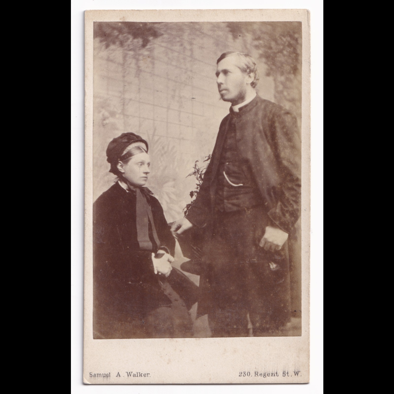 CDV: CDV, Clergyman or Religious Man with Woman. Samuel A. Walker Card. London. 13106: catalogue image 1