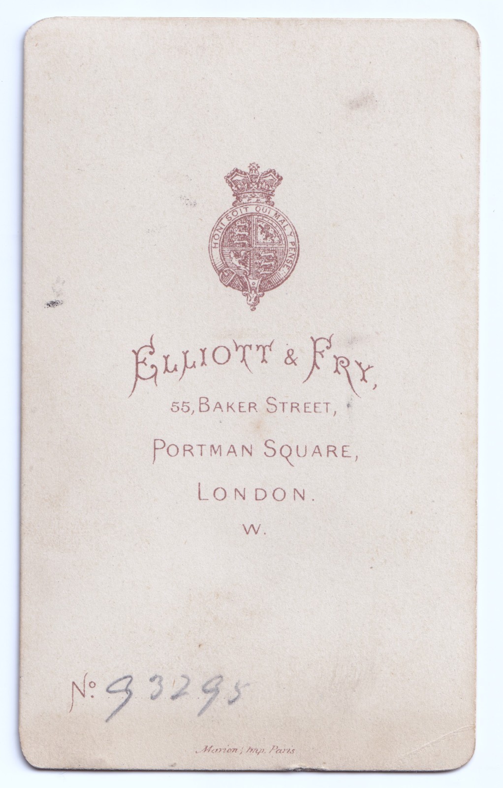 CDV: CDV, Elliott & Fry, Man with Curly Hair, Moustache, Mutton Chops, Numbered 93295: catalogue image 4