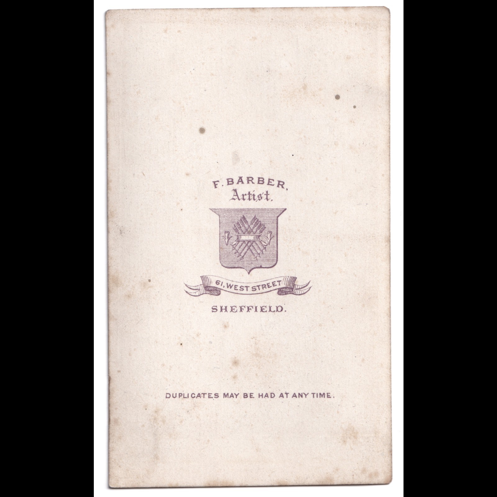 CDV: CDV: F. Barber, Sheffield Card. Bearded Man Stood Beside Ornate Desk.: catalogue image 11