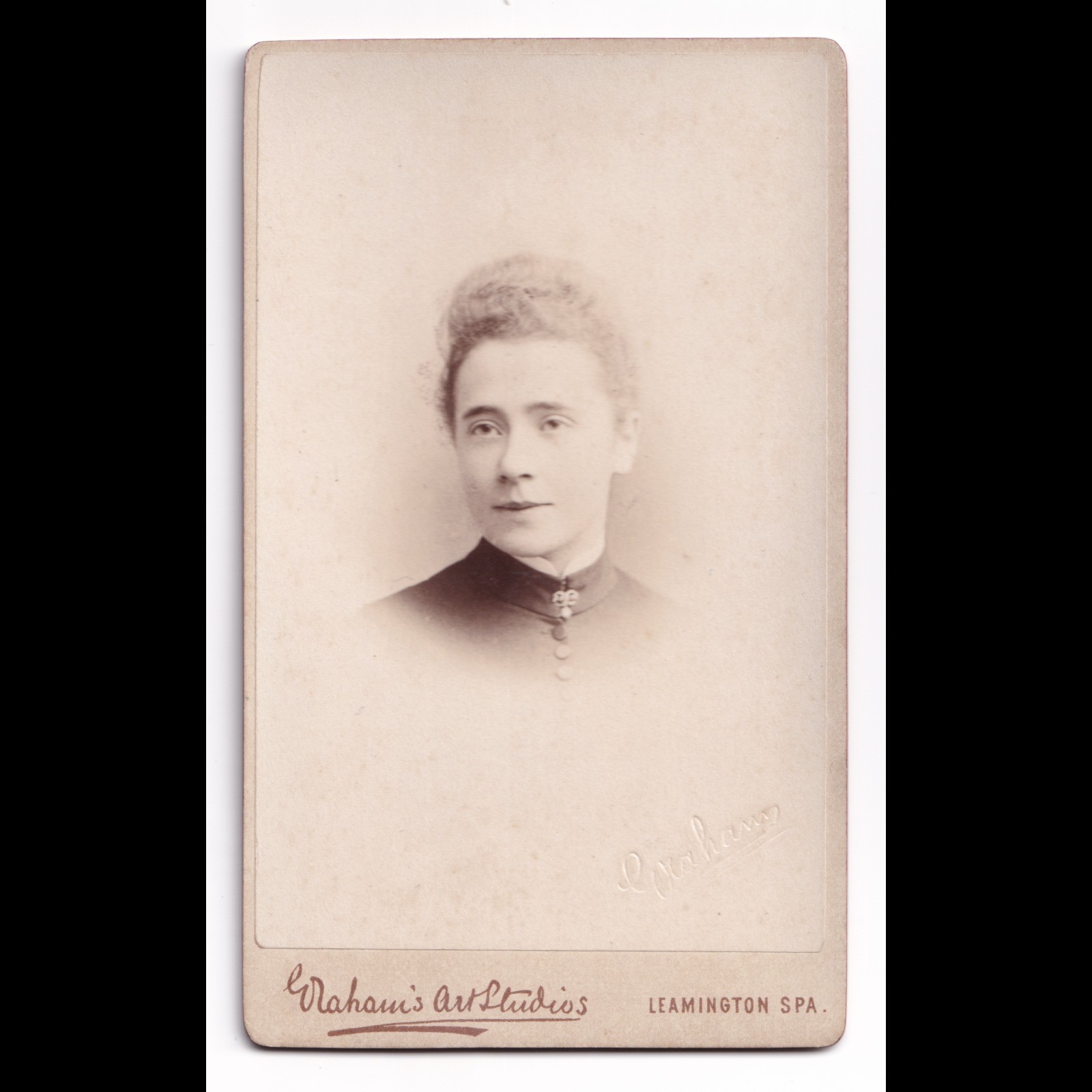CDV: CDV: Graham's Art Studio Card, Leamington Spa. Young Woman, Head Portrait.: catalogue image 1