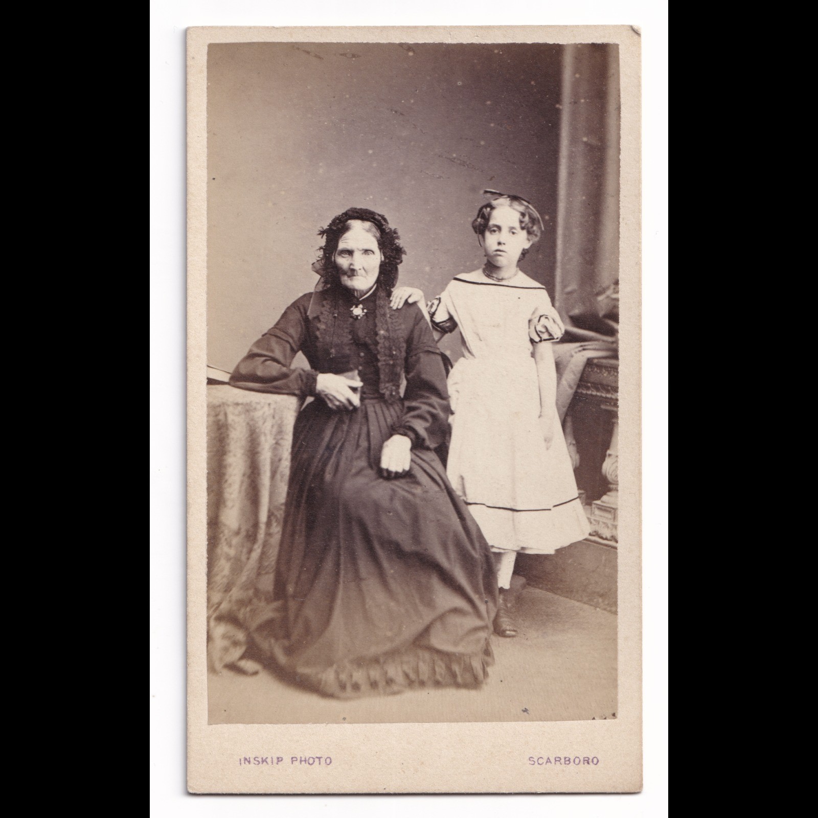 CDV: CDV: Inskip Photo, Scarboro. Older Woman with Young Girl.: catalogue image 1