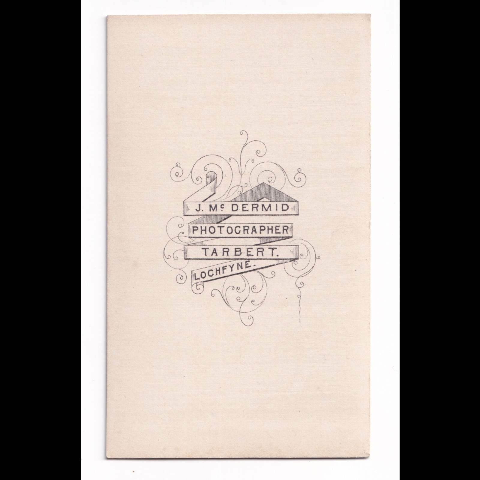 CDV: CDV: J. McDermid Card, Tarbert, Loch Fyne. Young Man, Smartly Dressed.: catalogue image 3
