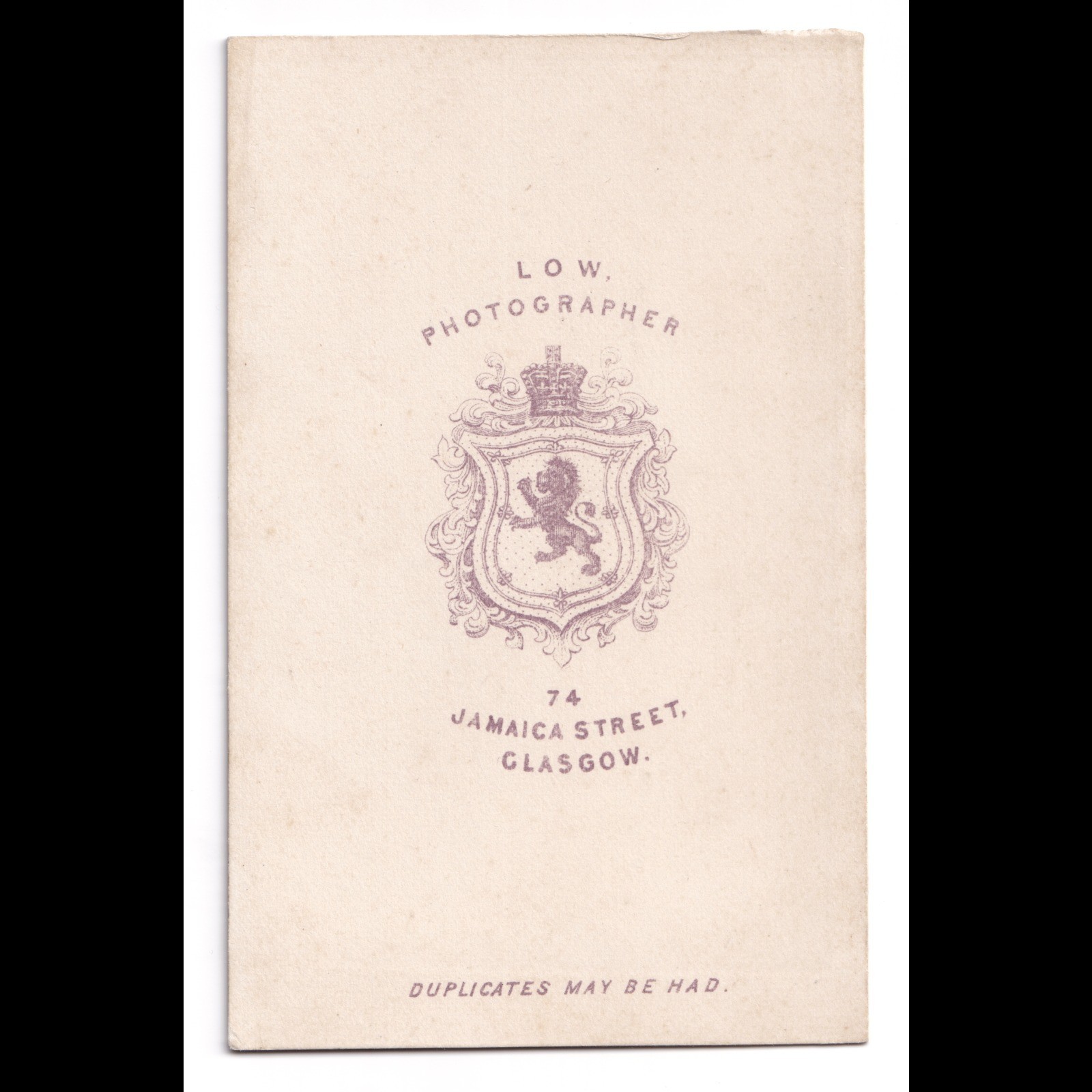 CDV: CDV: Low, Photographer, Glasgow. Young Woman in Dark Dress.: catalogue image 9