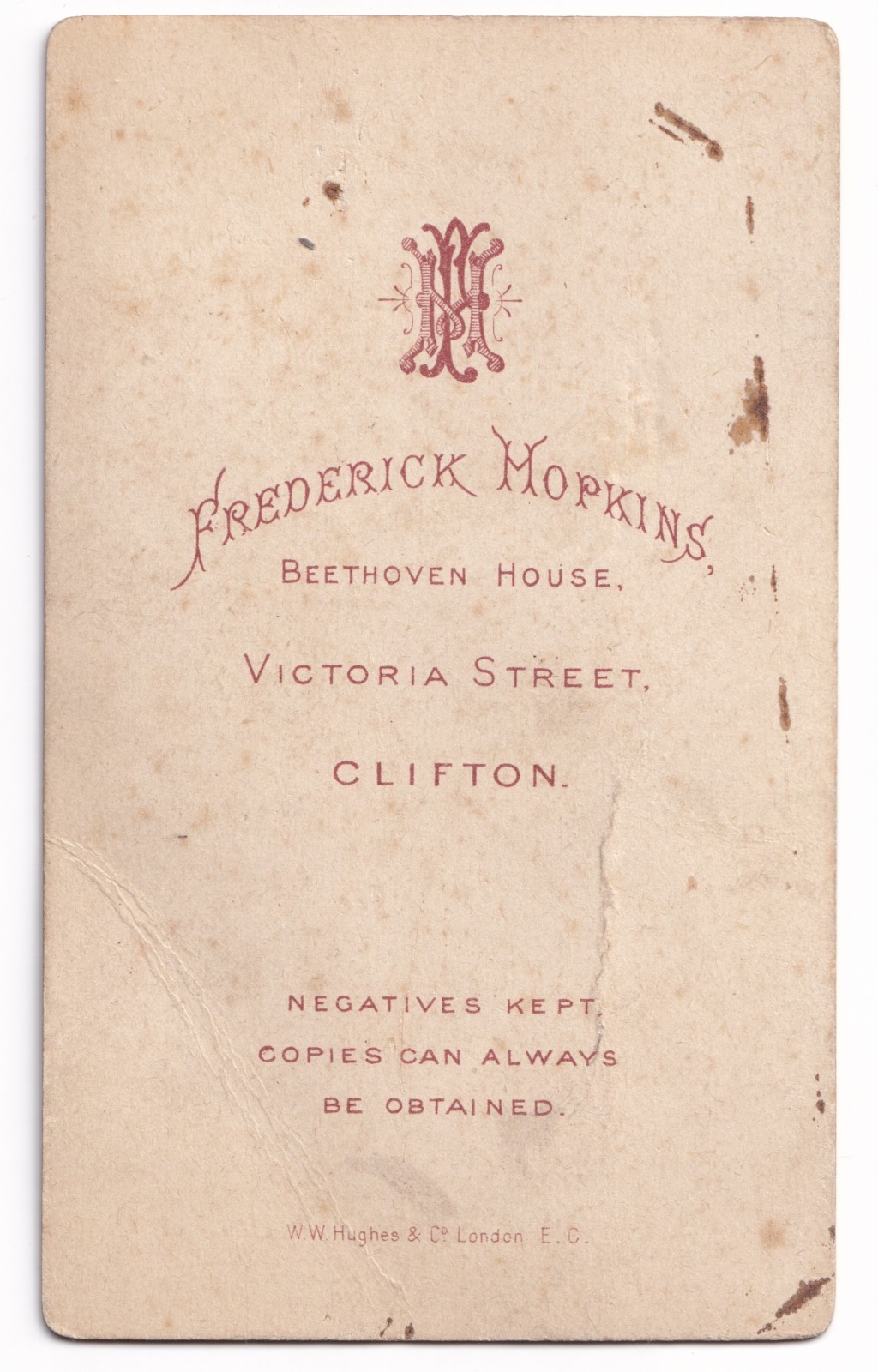 CDV: CDV Male Portrait, Possible ID, James Stewart. Frederick Hopkins, Clifton Card.: catalogue image 2