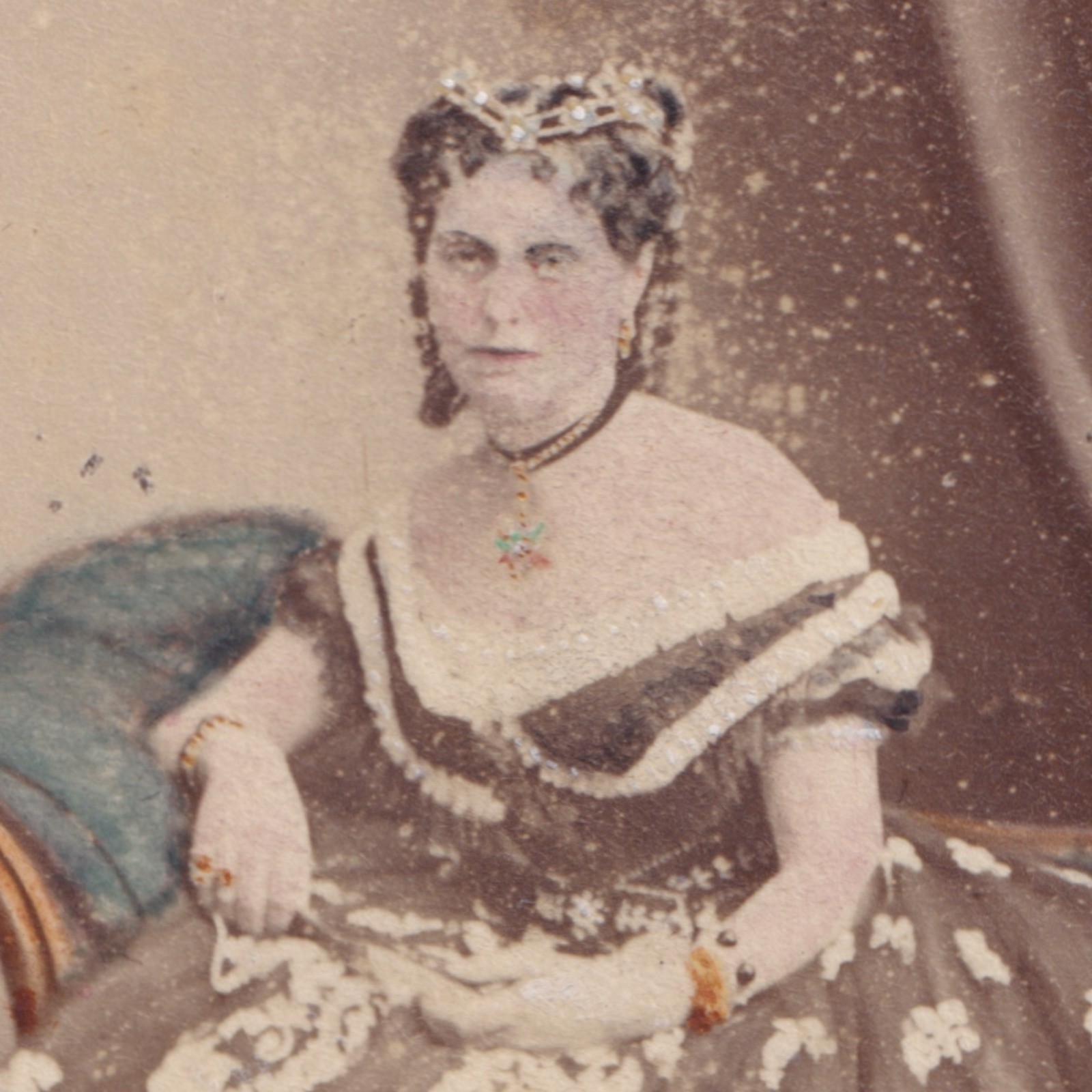 CDV: CDV: Maull & Co Card, London. Colour Tinted, Woman in an Elegant Gown.: catalogue image 2