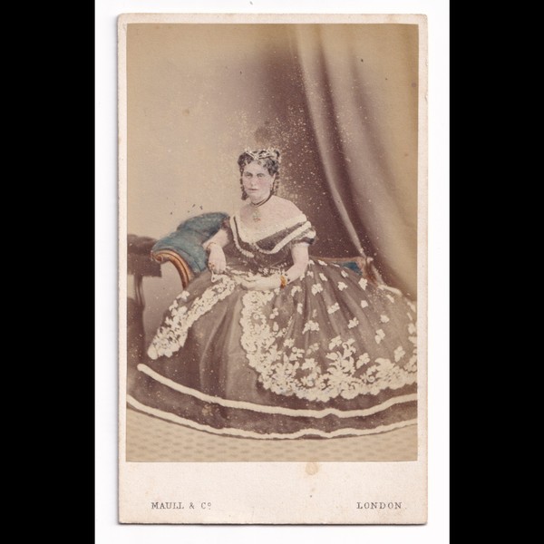 CDV: CDV: Maull & Co Card, London. Colour Tinted, Woman in an Elegant Gown.: catalogue image 1