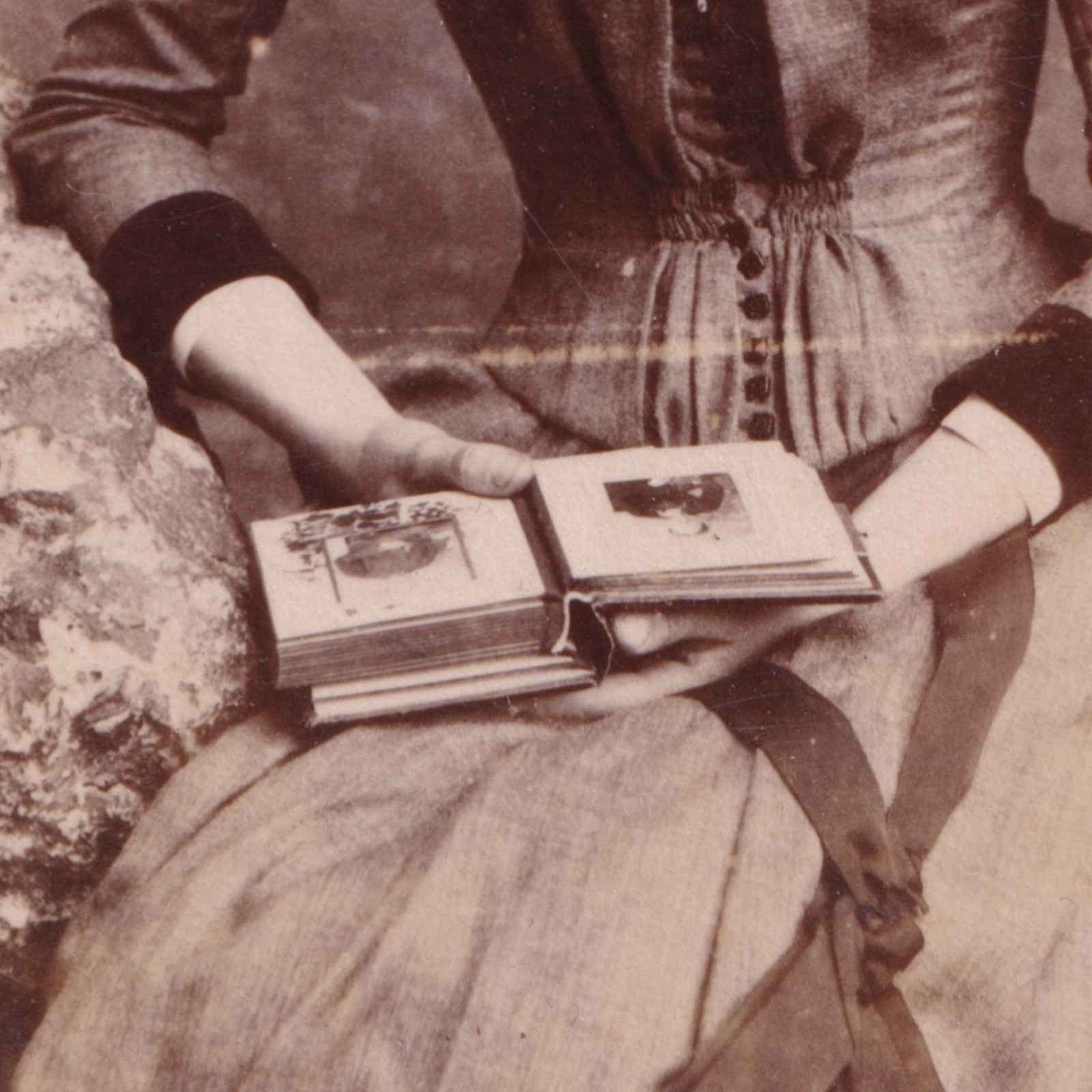 CDV: CDV: Portrait of a Young Woman Holding Photograph Album. T. Kipling, Darlington.: catalogue image 7