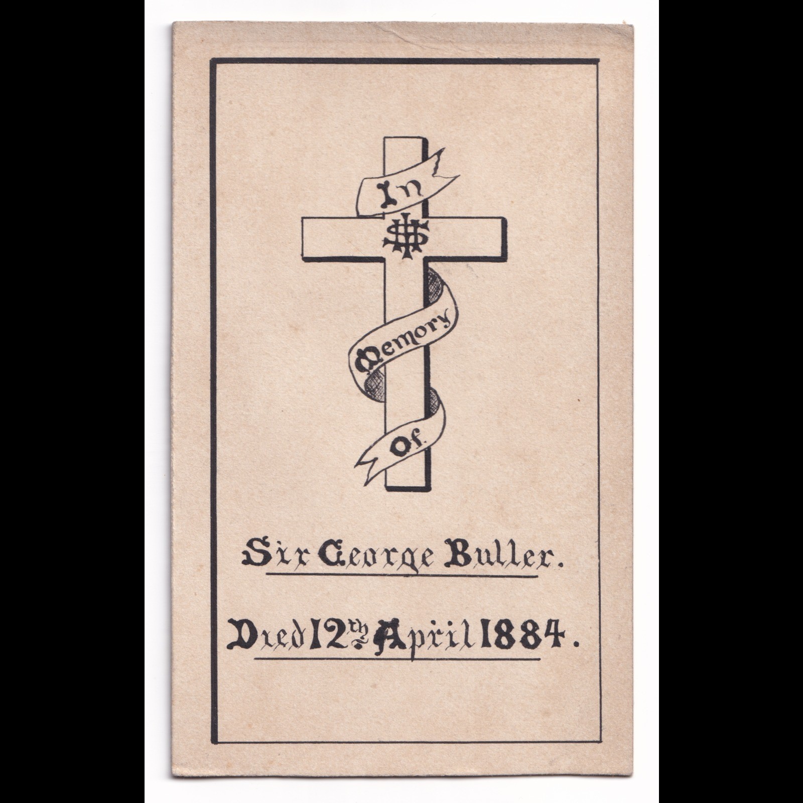 Ephemera: CDV Style Memorial Card, SIR GEORGE BULLER, 1884, English General Officer: catalogue image 1