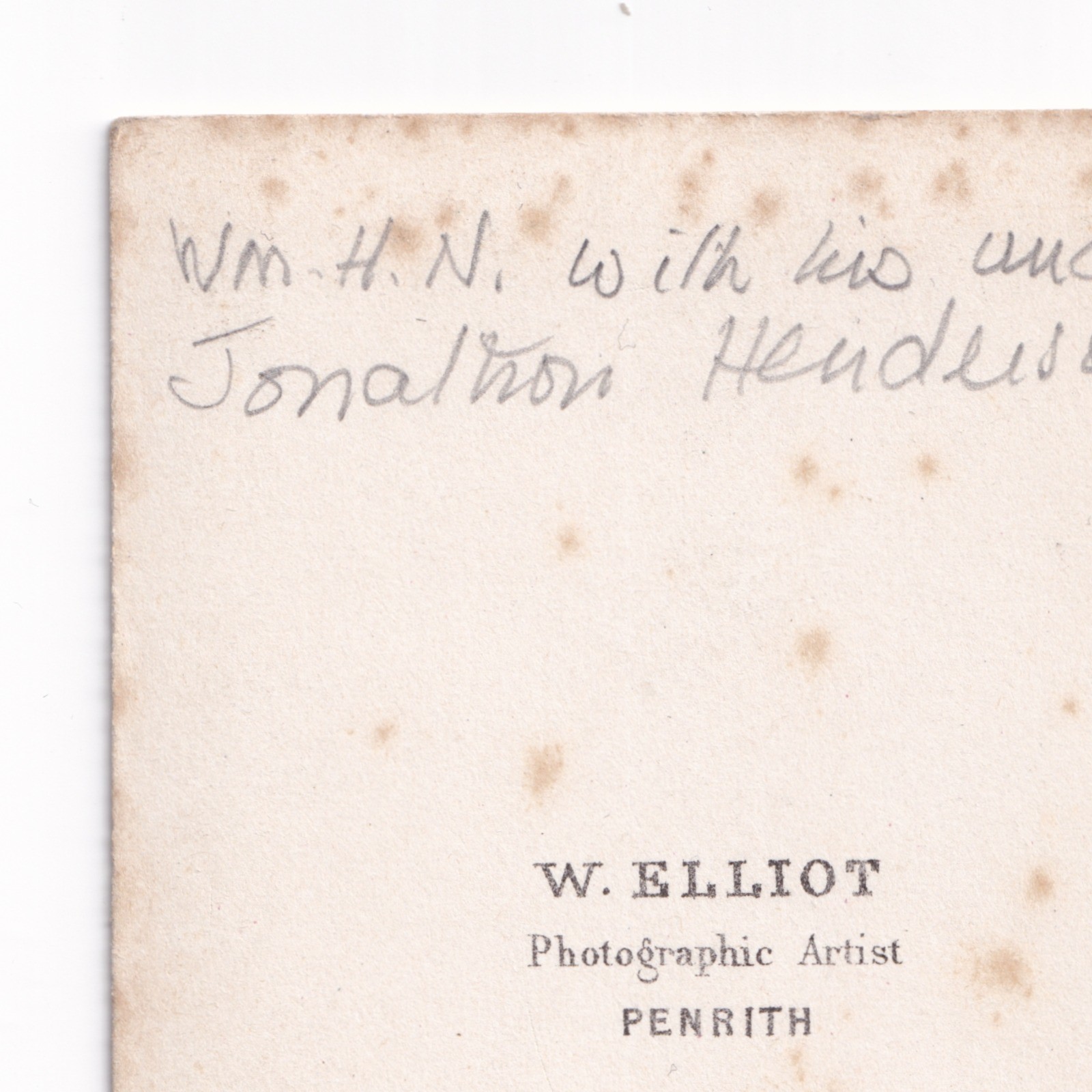 CDV: CDV: W. Elliot Card, Penrith. Possibly Henderson Family. Child with Man.: catalogue image 11