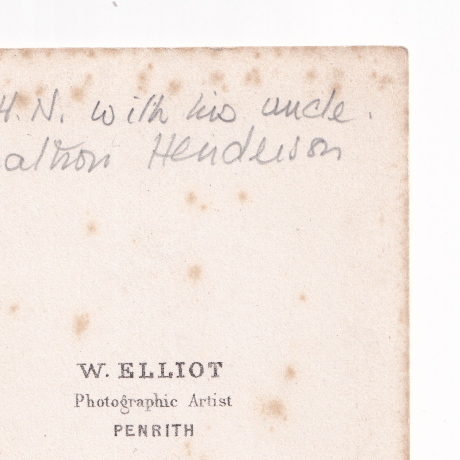 CDV: CDV: W. Elliot Card, Penrith. Possibly Henderson Family. Child with Man.: catalogue image 12