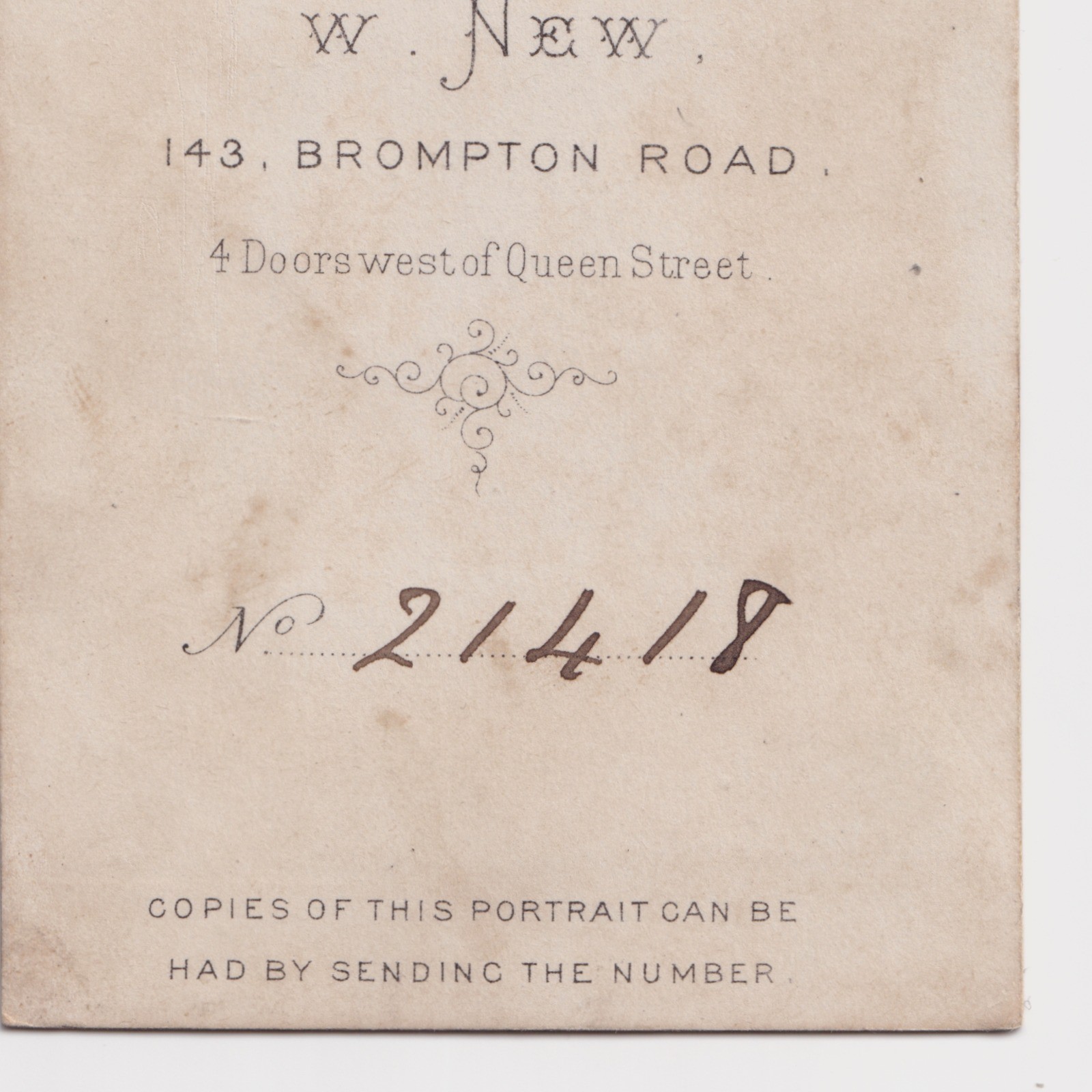 CDV: CDV: W. New Card, Brompton Road. Seated Man, Possibly a John Callaghan.: catalogue image 11