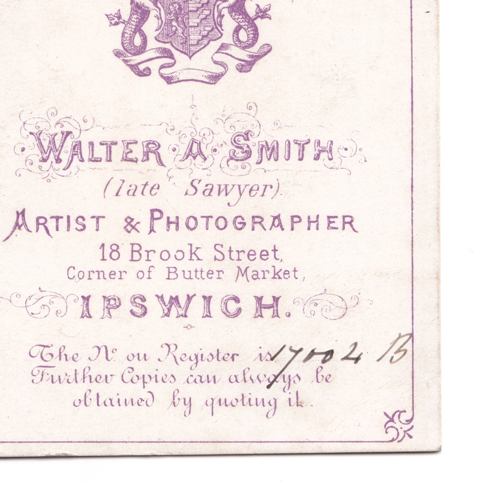 CDV: CDV: Walter Smith Card, Ipswich. Man sat at Desk.: catalogue image 15