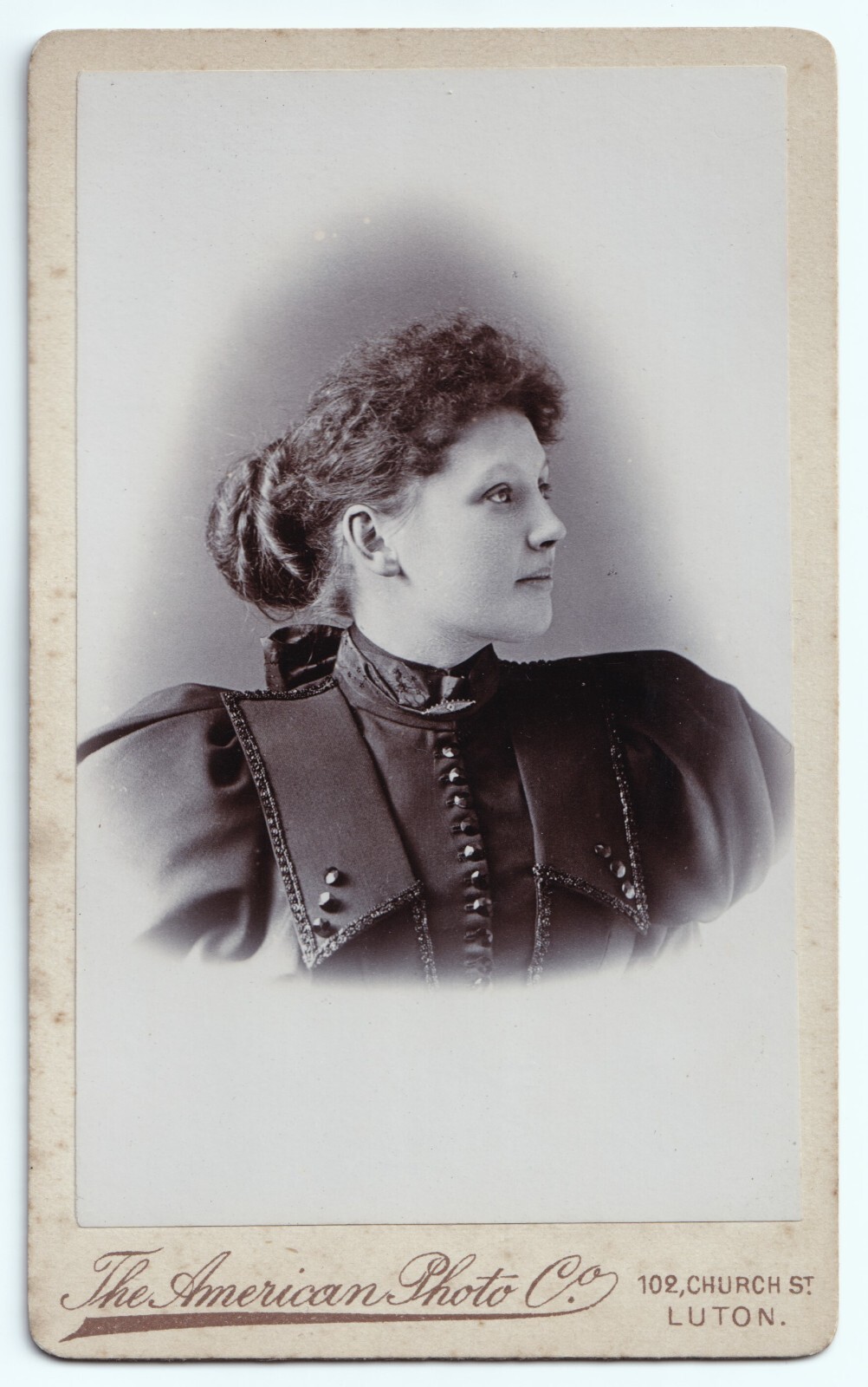 CDV: CDV: Young Female, Curly Chignon Hair, Side Profile. American Photo Co, Luton.: catalogue image 1