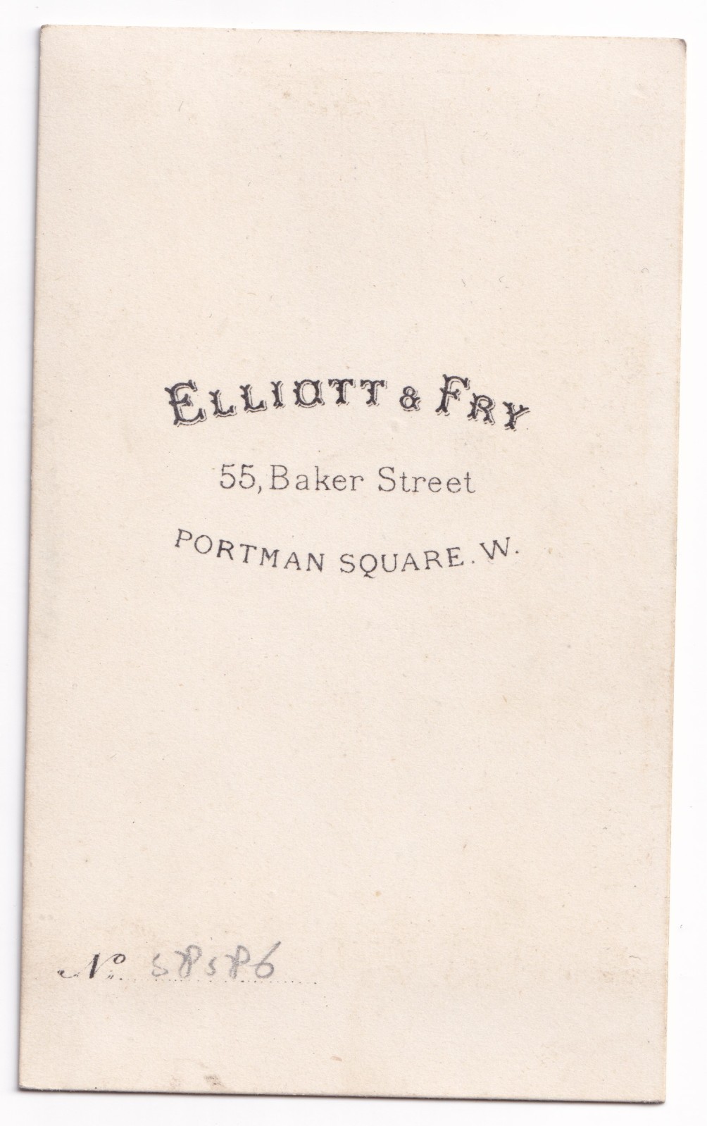 CDV: CDV: Young Man. Elliott & Fry Card. Portman Square. W. Numbered 58586: catalogue image 2