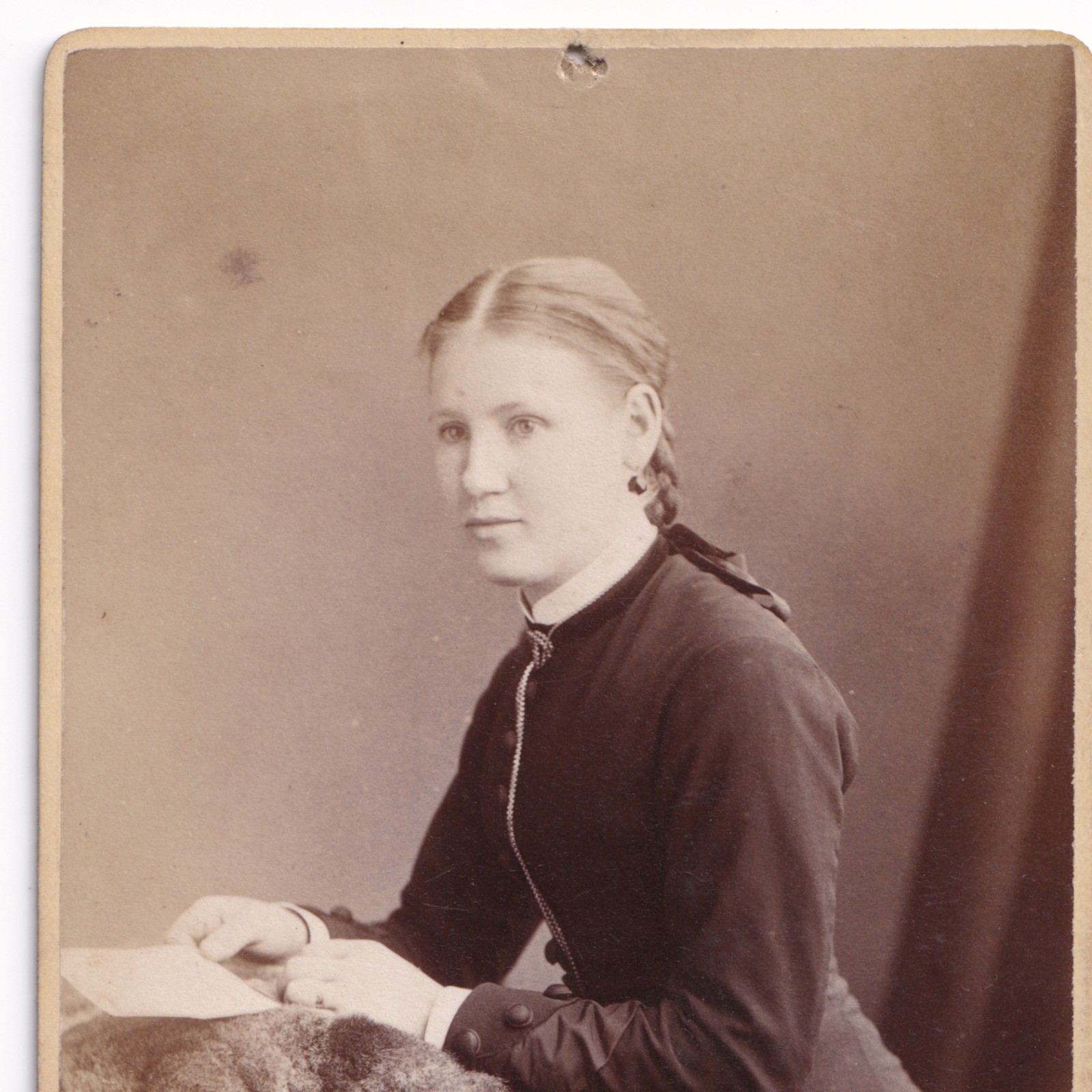 CDV: CDV: Young Woman, Pulled-Back Hair, Braided. G. A. Oldham, Colchester Card.: catalogue image 4