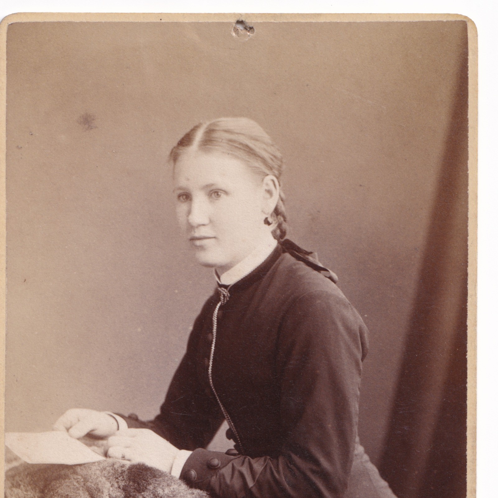 CDV: CDV: Young Woman, Pulled-Back Hair, Braided. G. A. Oldham, Colchester Card.: catalogue image 5
