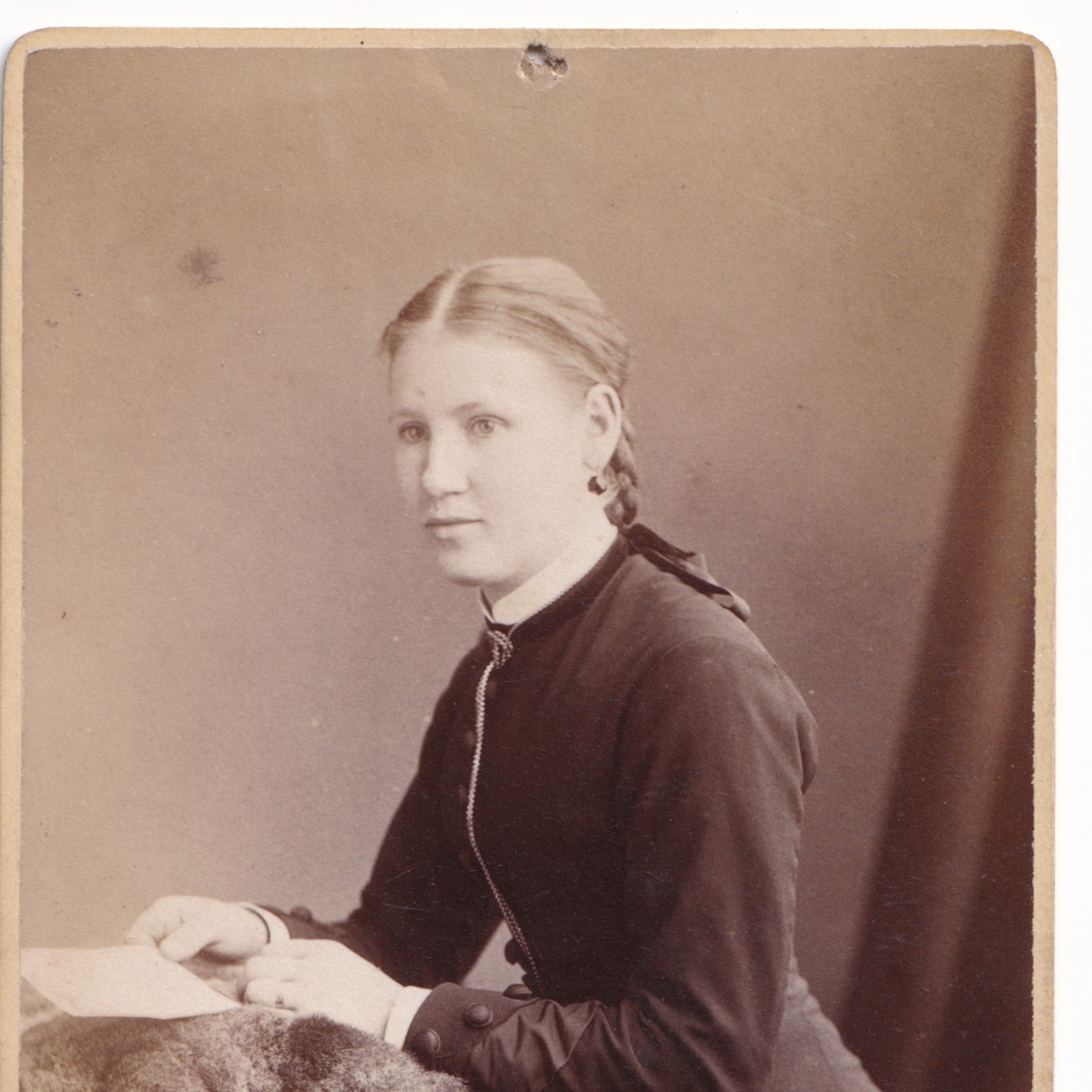 CDV: CDV: Young Woman, Pulled-Back Hair, Braided. G. A. Oldham, Colchester Card.: catalogue image 8