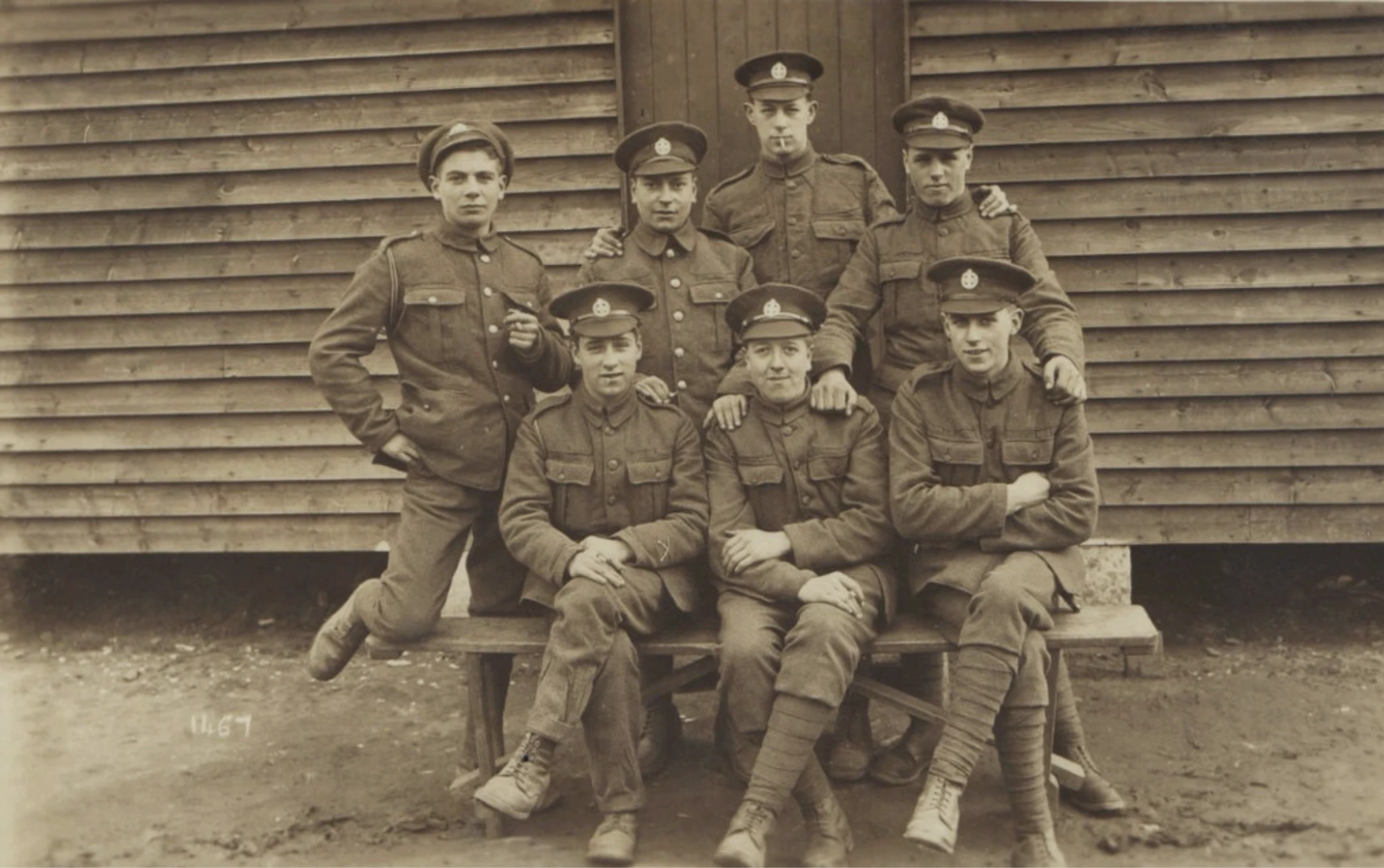 Military Postcard, Soldiers Small Group Portrait, . "Love George", Message.