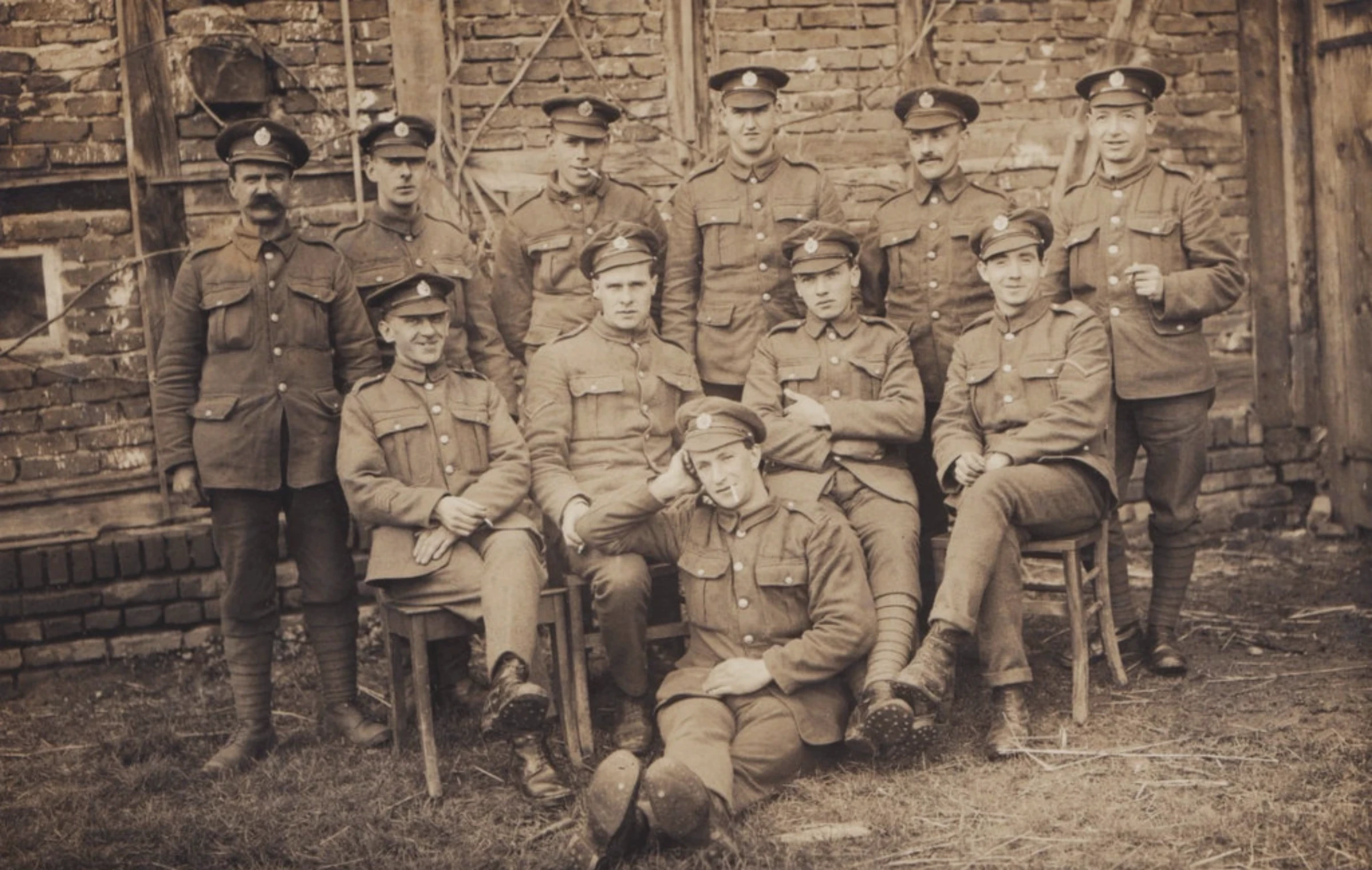 Military Postcard, Small Group of Soldiers in Uniform