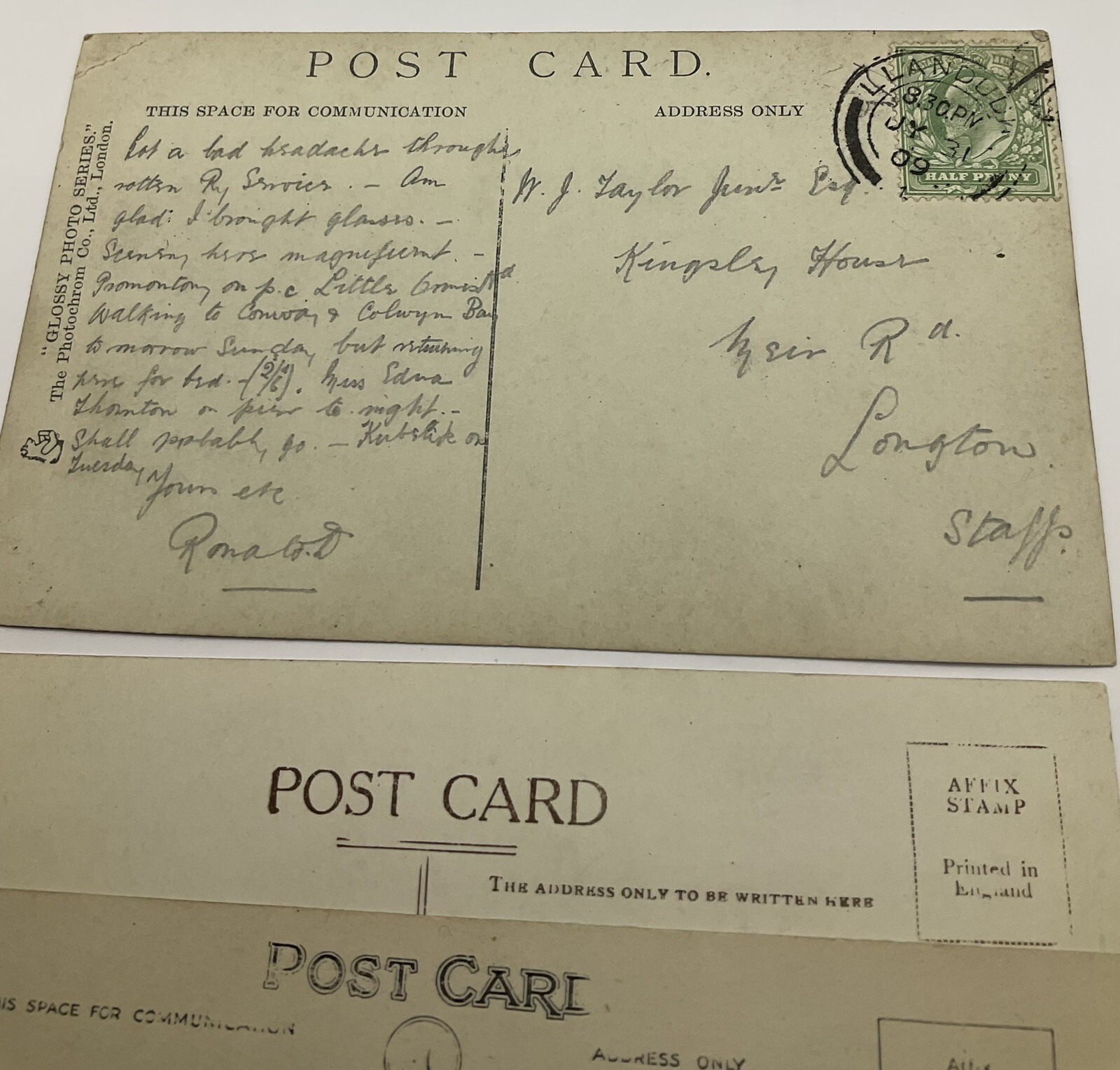 Postcard: 3 Postcards, Llandudno Views, Real Photographs. Pier, Promenade etc.: catalogue image 12