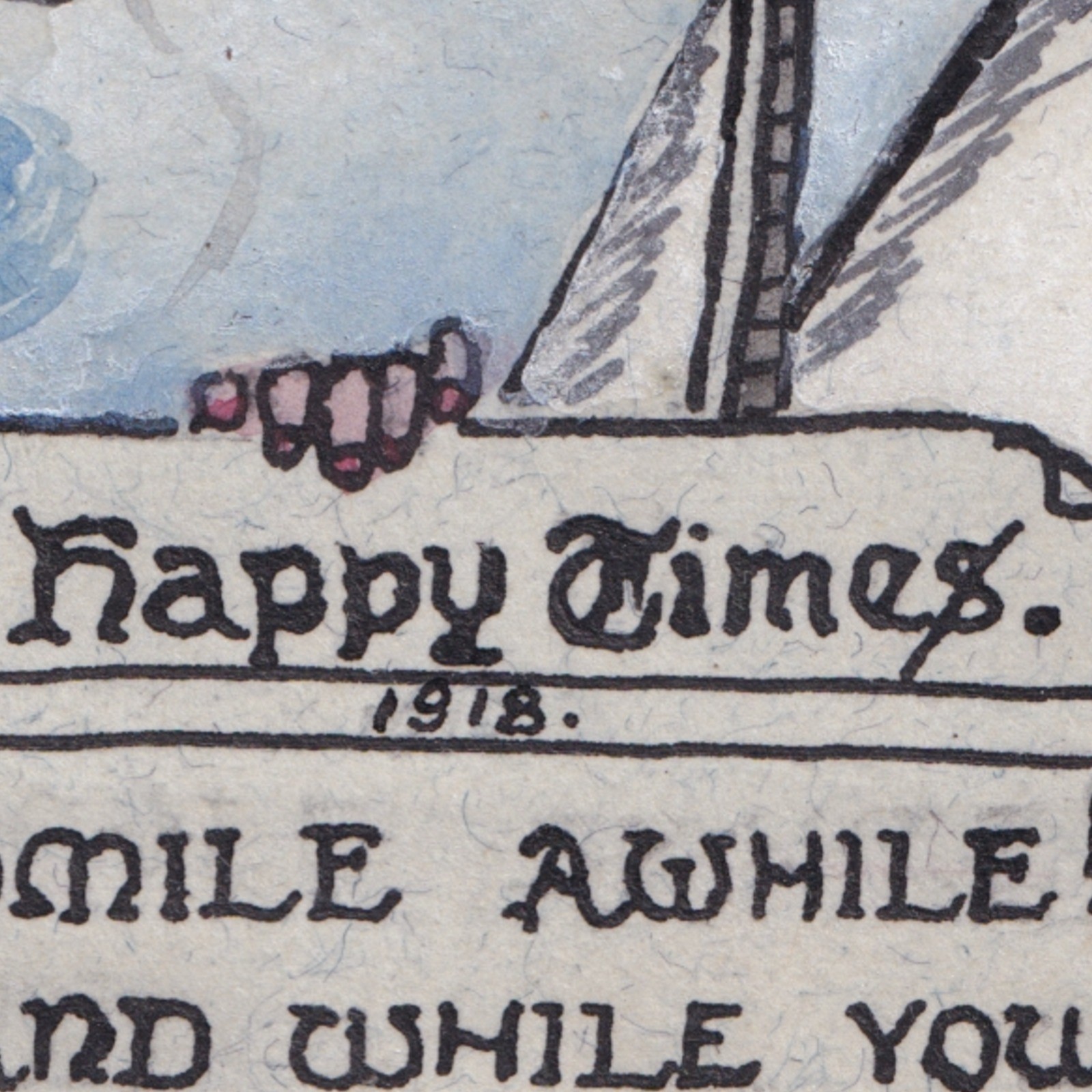 Ephemera: Old Illustration, Happy Times 1918, Smile Awhile, Cartoon of a Dutch-Style Man: catalogue image 14