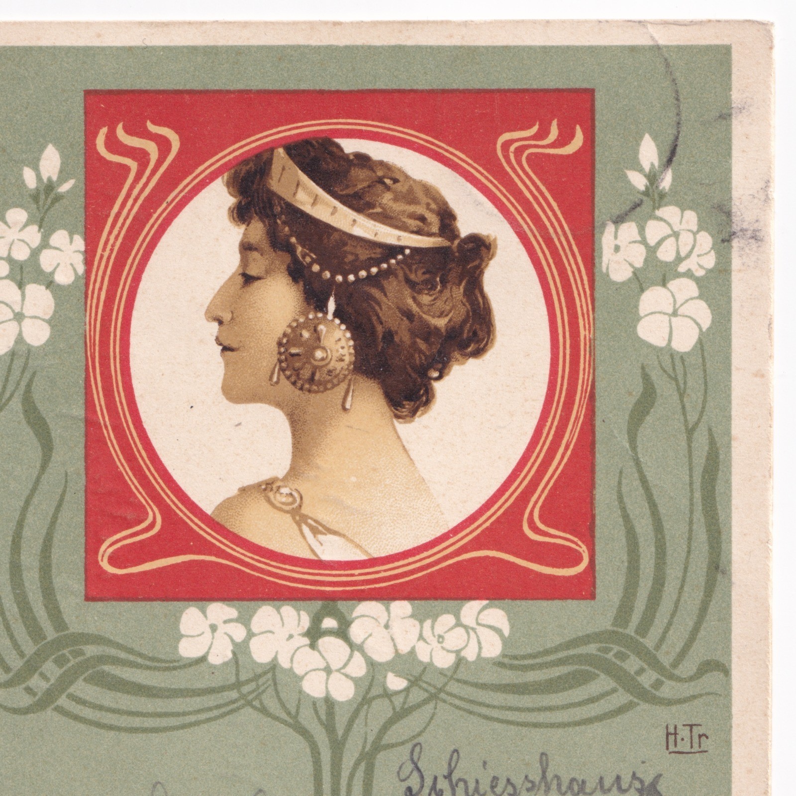 Postcard: Postcard: Art Nouveau, Beautiful Profile Portrait of a Woman. H.Tr - K. & B-D: catalogue image 6