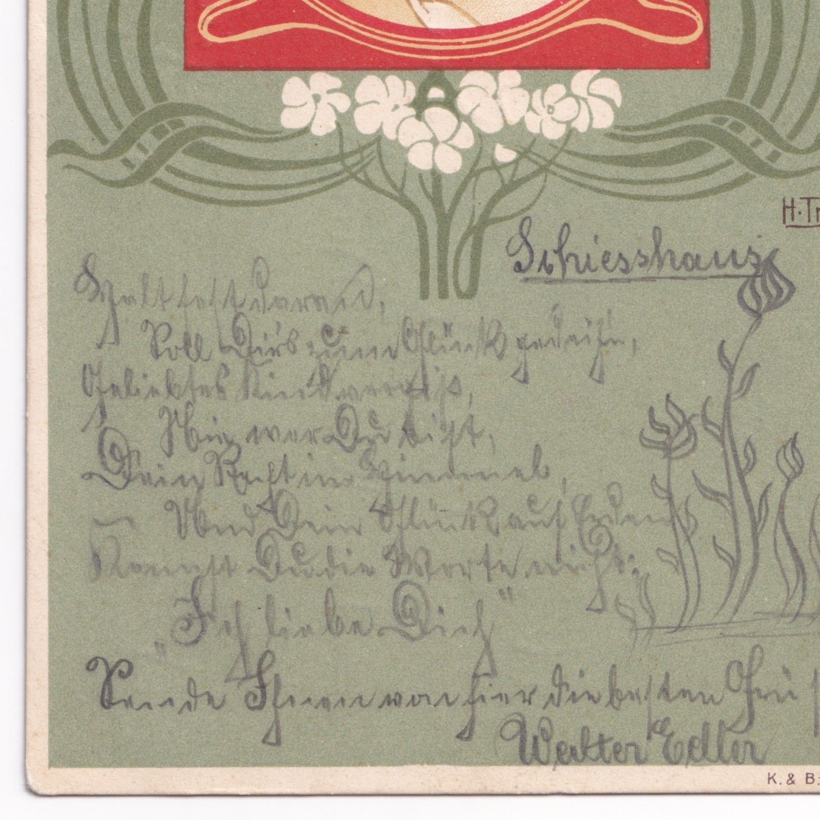 Postcard: Postcard: Art Nouveau, Beautiful Profile Portrait of a Woman. H.Tr - K. & B-D: catalogue image 8