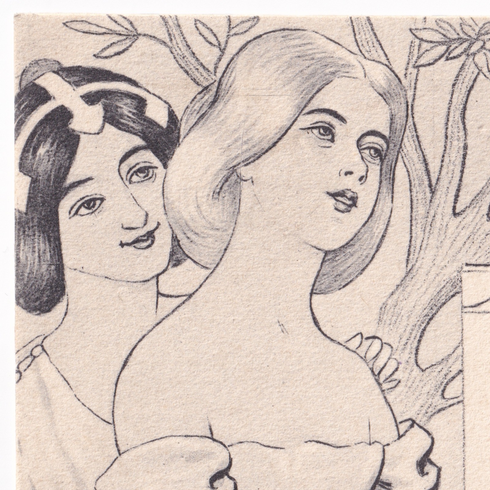 Postcard: Postcard: Art Nouveau, Two Women Watching A Bird in the Tree.: catalogue image 6