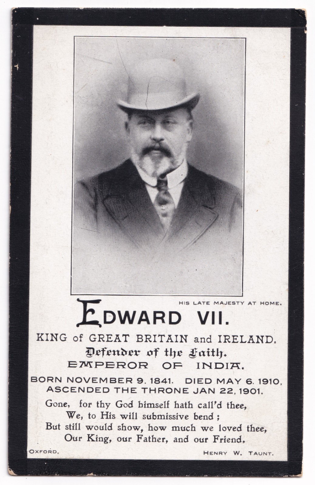 Postcard: Postcard, EDWARD VII, His Late Majesty at Home. Henry Taunt Card.: catalogue image 1