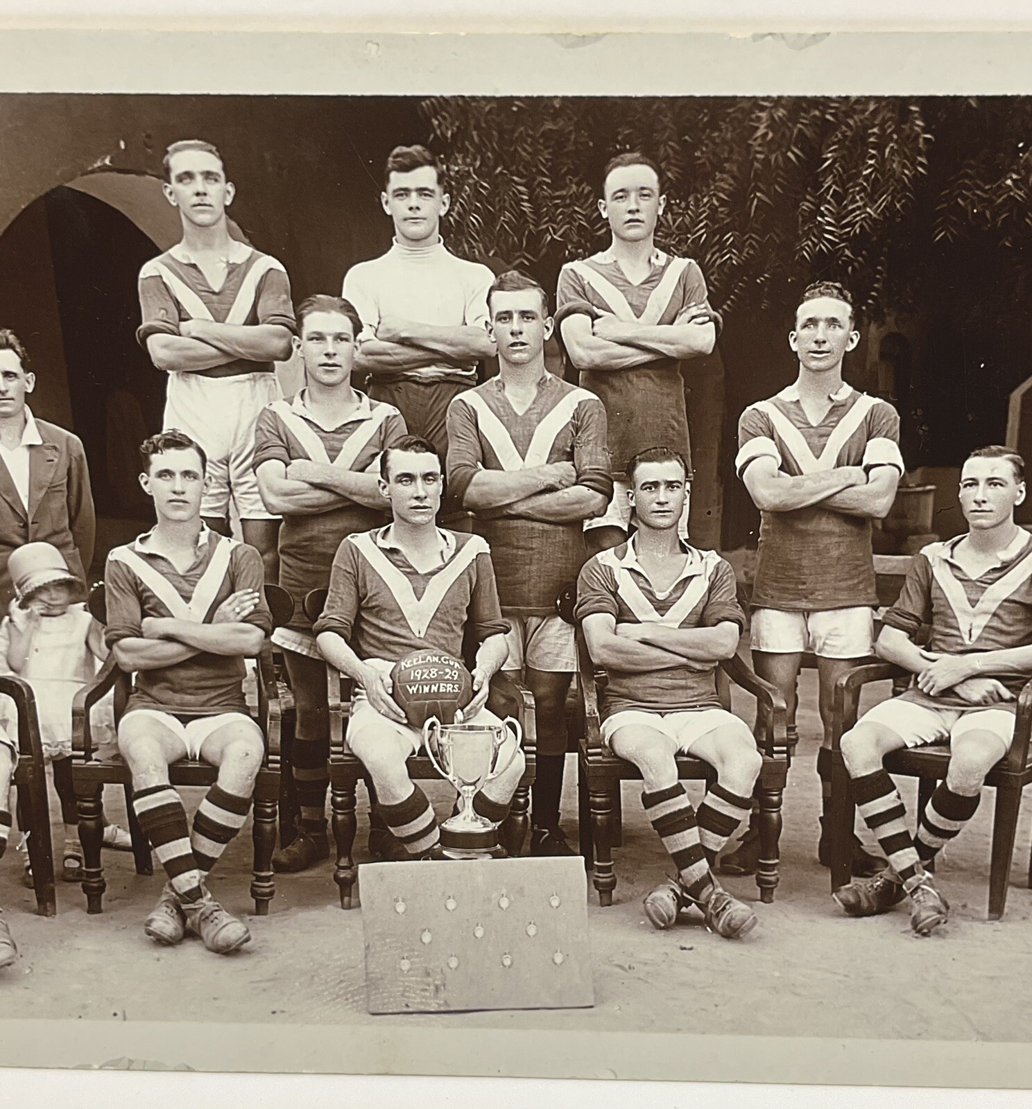 Postcard: Vintage Postcard, Football Team And Soldier, LUCKNOW, INDIA.: catalogue image 2