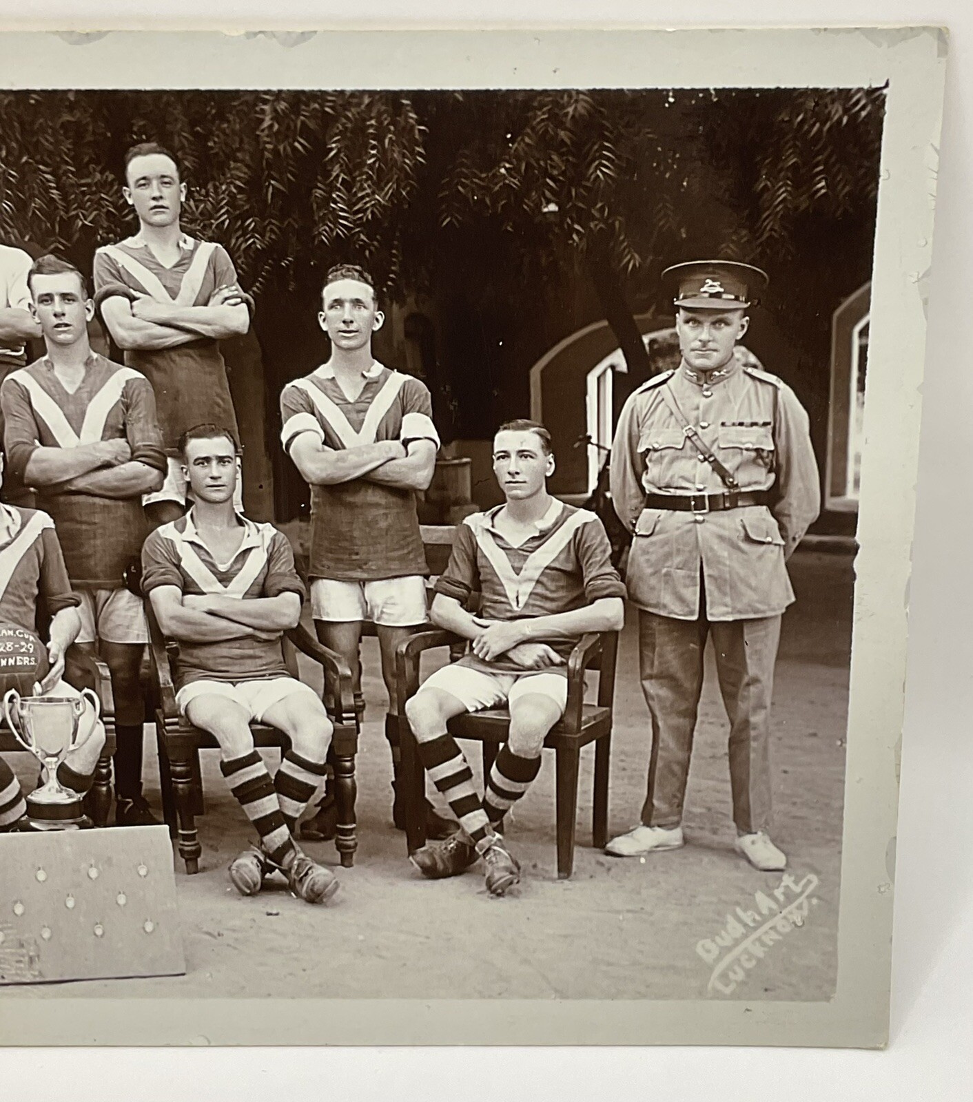 Postcard: Vintage Postcard, Football Team And Soldier, LUCKNOW, INDIA.: catalogue image 3