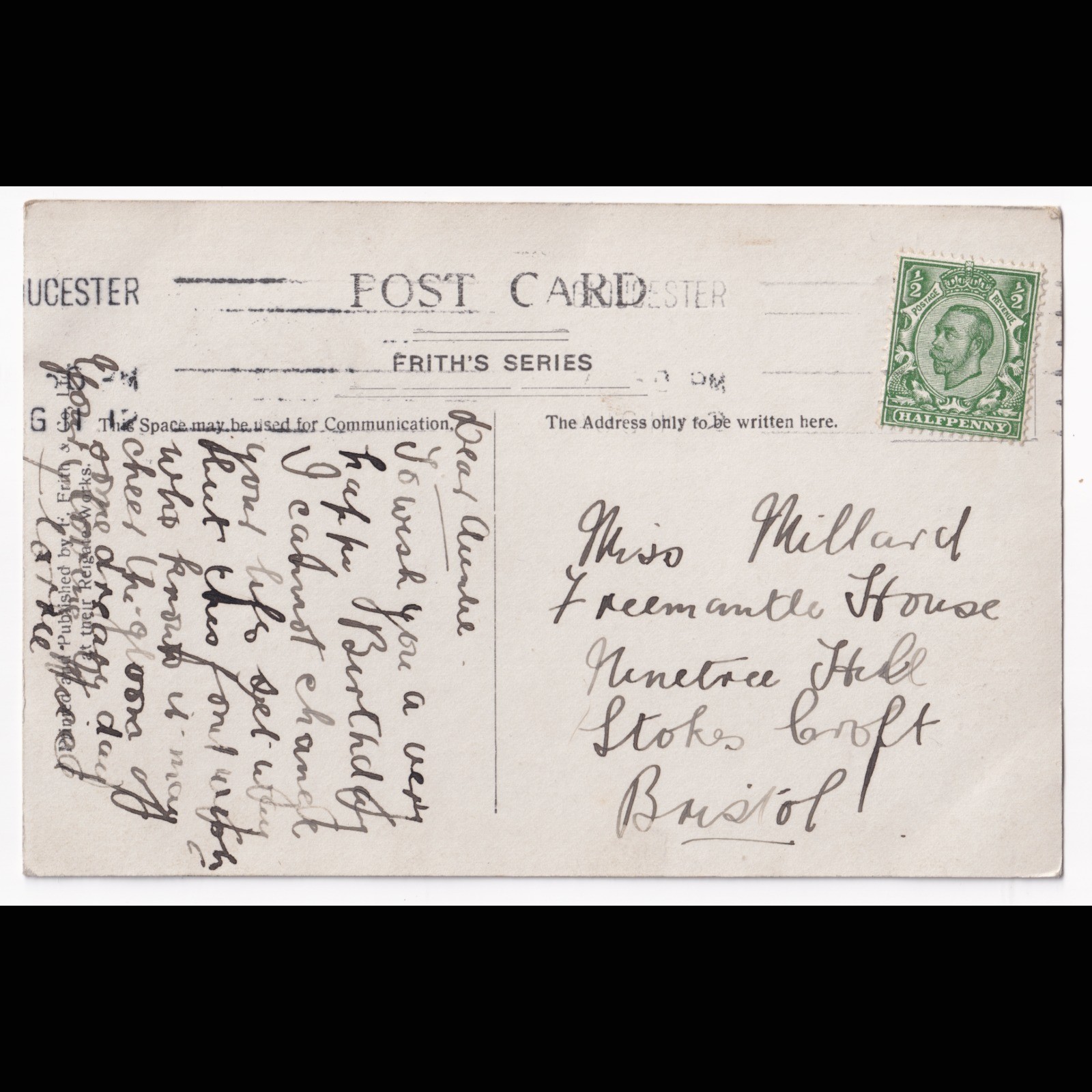 Postcard: Postcard: Gloucester, Westgate Bridge, RP. Sent to Freemantle House, Bristol.: catalogue image 13
