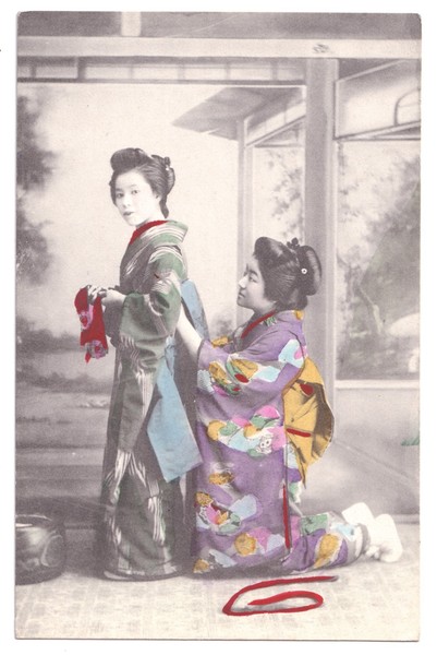 Postcard: Postcard, Japanese Females in Dressing Scene, Hand Tinted.: catalogue image 1