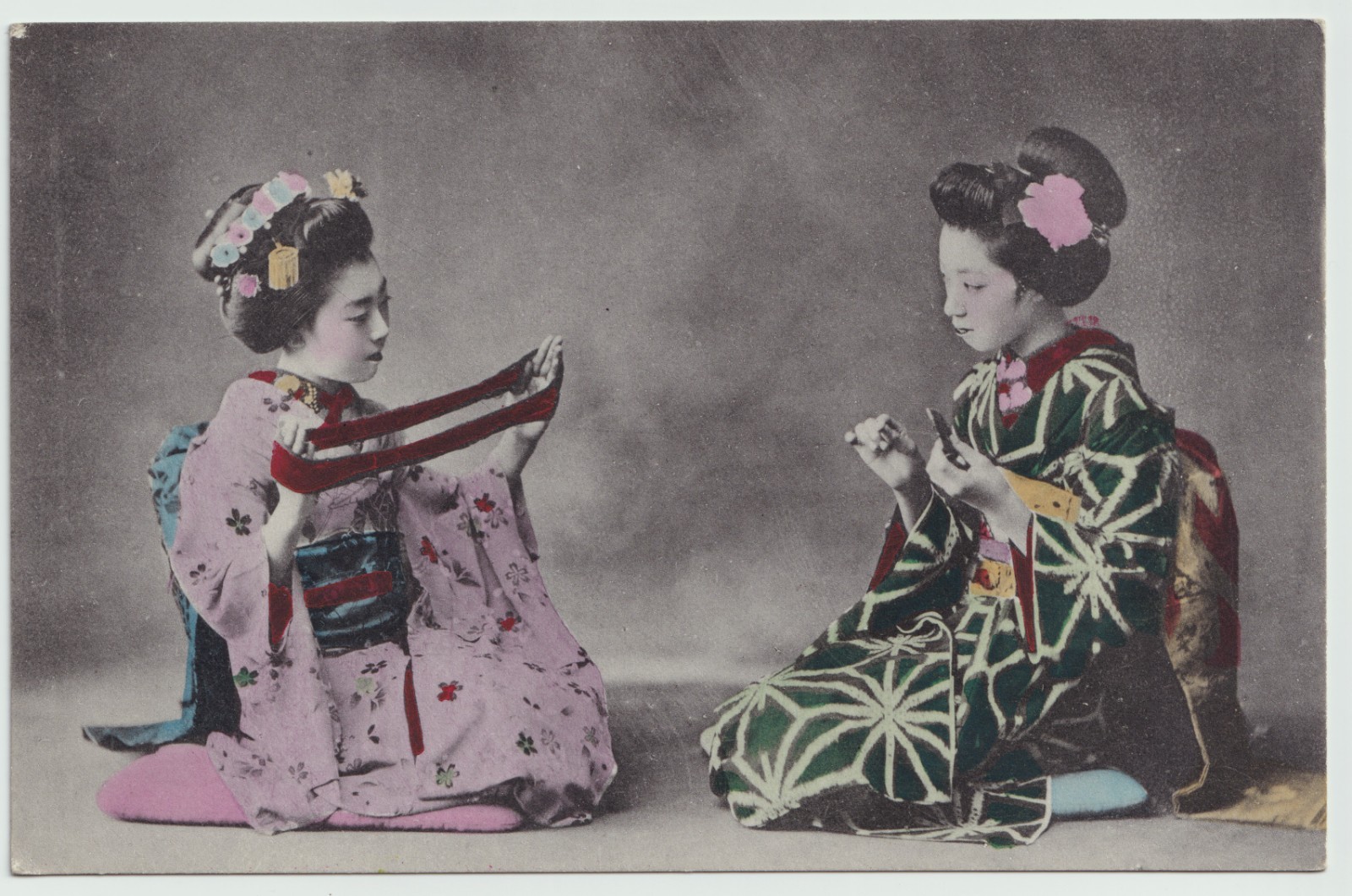 Postcard: Postcard, Japanese Females Playing a Game or Activity. Hand Tinted.: catalogue image 1