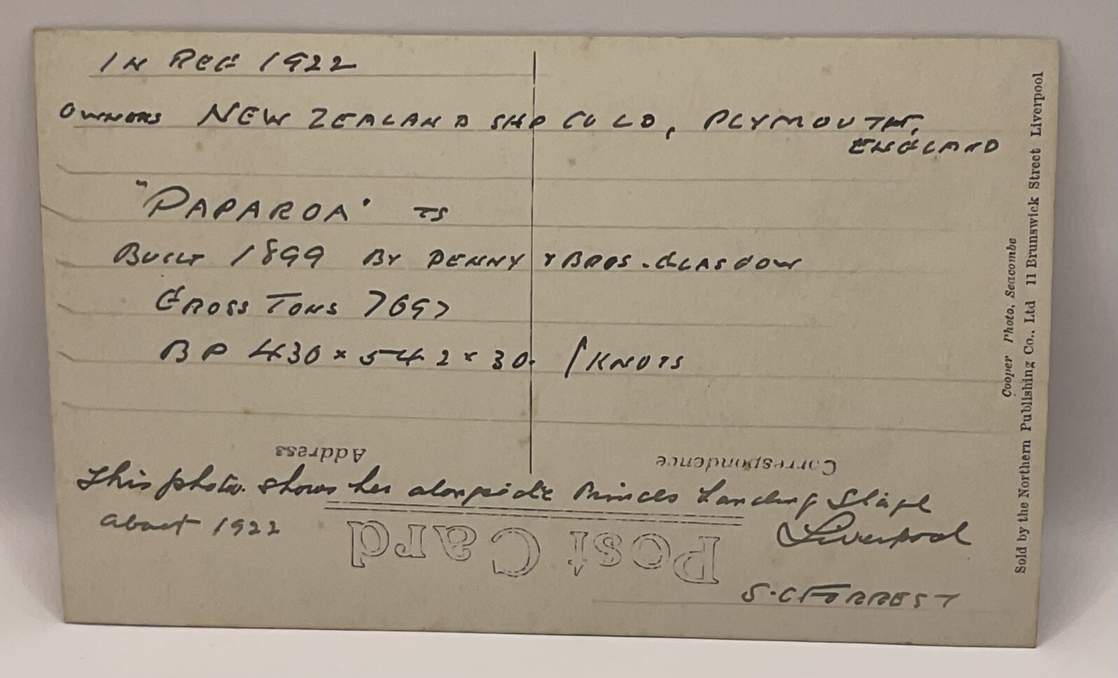 Postcard: Vintage Postcard, Ship PAPAROA. EMBARKING PASSENGERS.: catalogue image 6