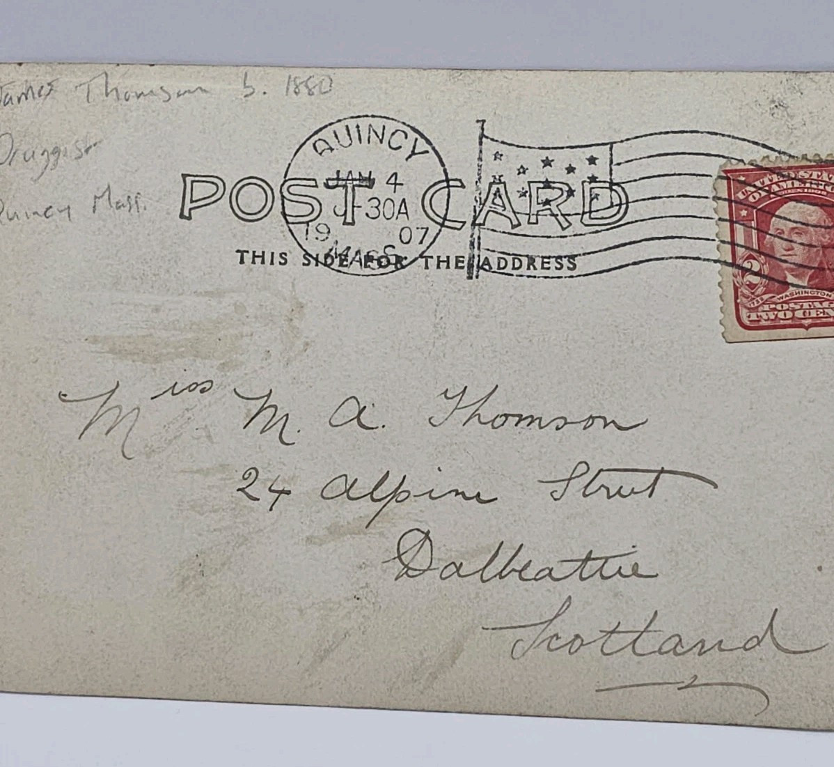 Postcard: Postcard, Unidentified House And People. Quincy, Massachusetts Postmark.: catalogue image 3