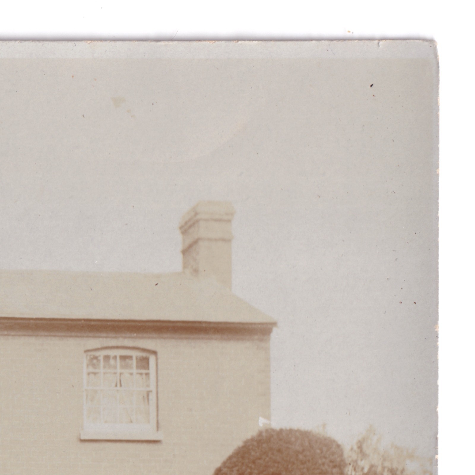 Postcard: Postcard Unidentified House, Family. Distinctive Topiary Bushes, Cross in Window: catalogue image 9